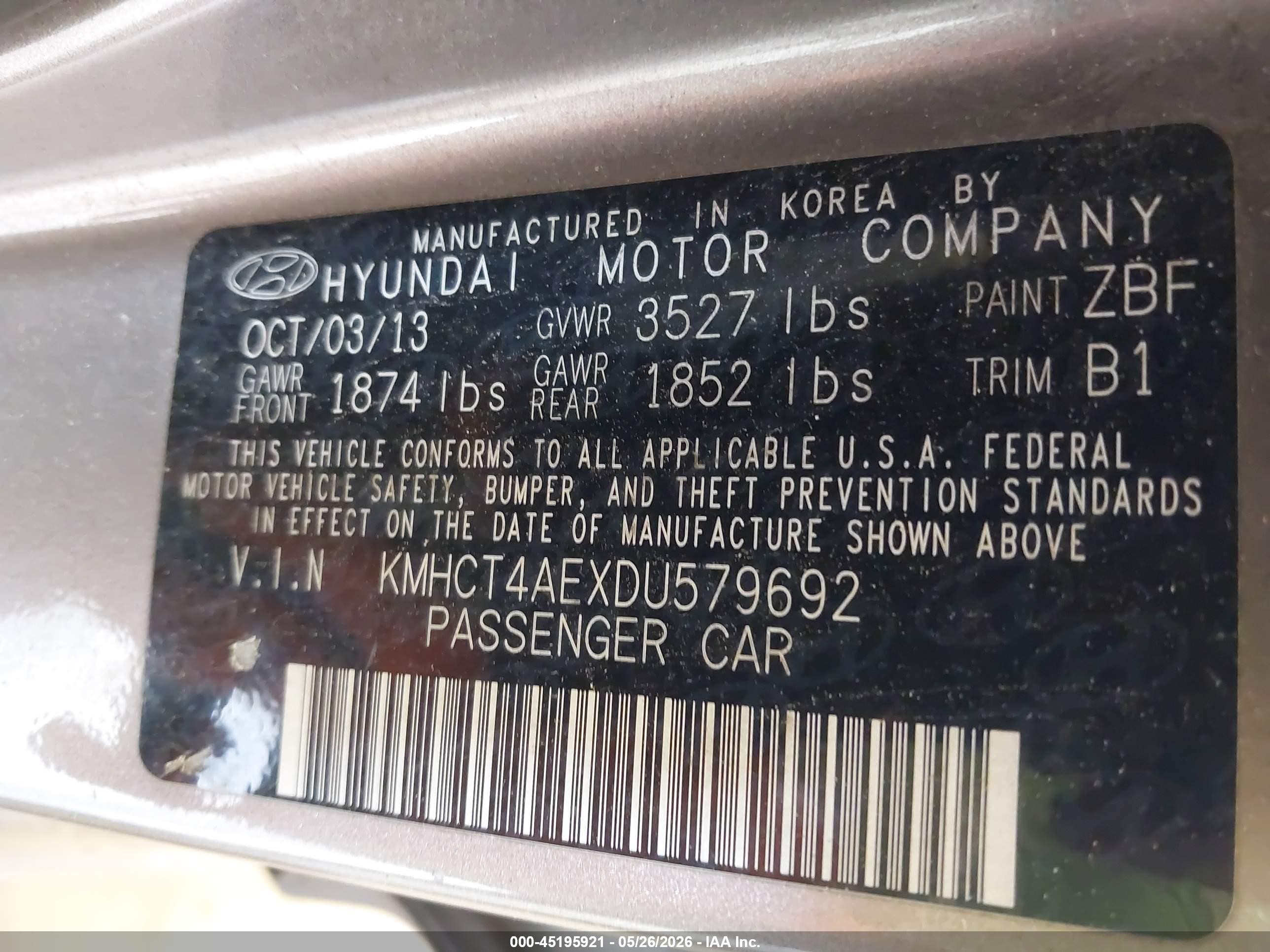 2013 Hyundai Accent Gls Brown vin: KMHCT4AEXDU579692