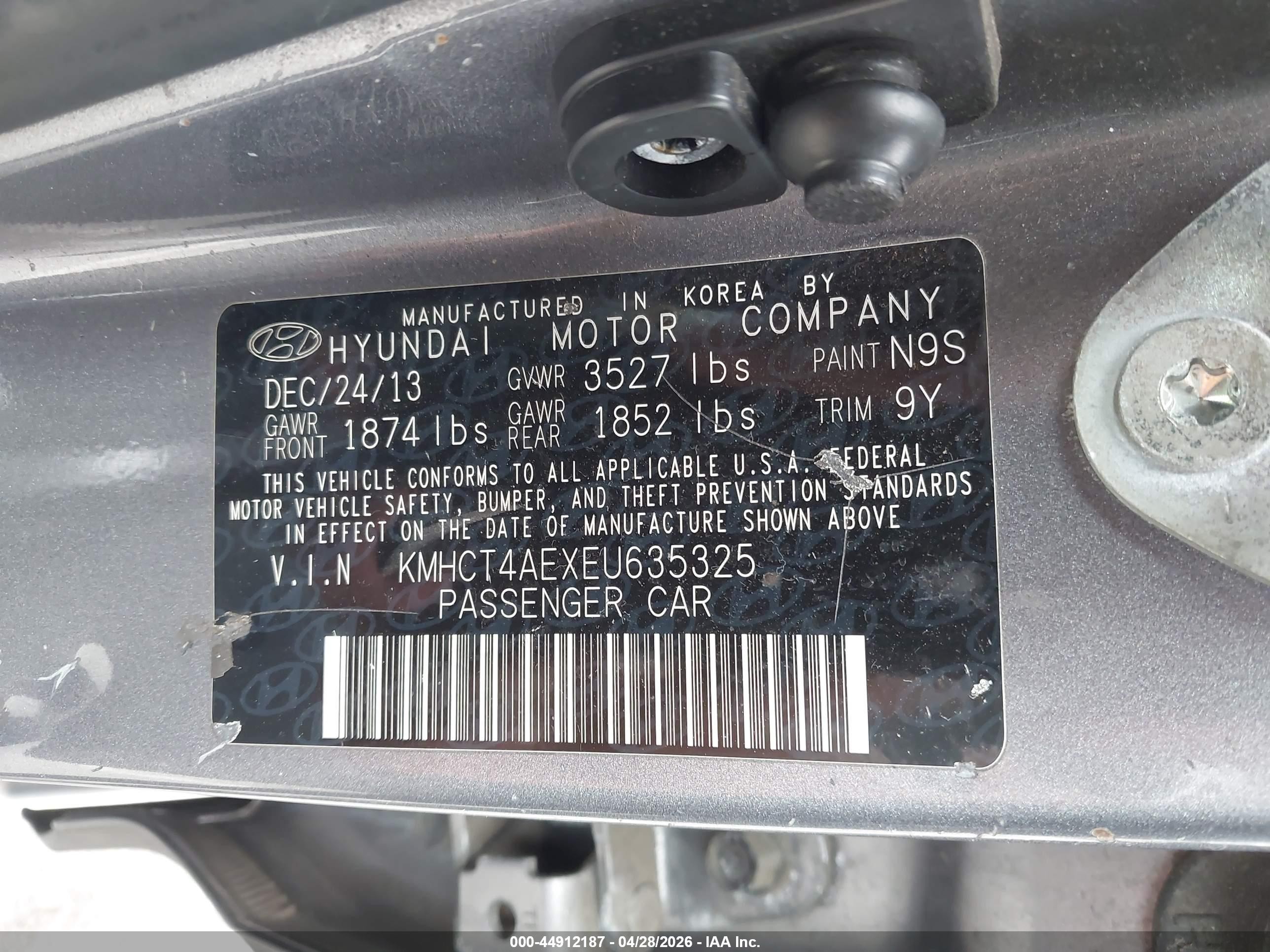 2014 Hyundai Accent Gls Gray vin: KMHCT4AEXEU635325