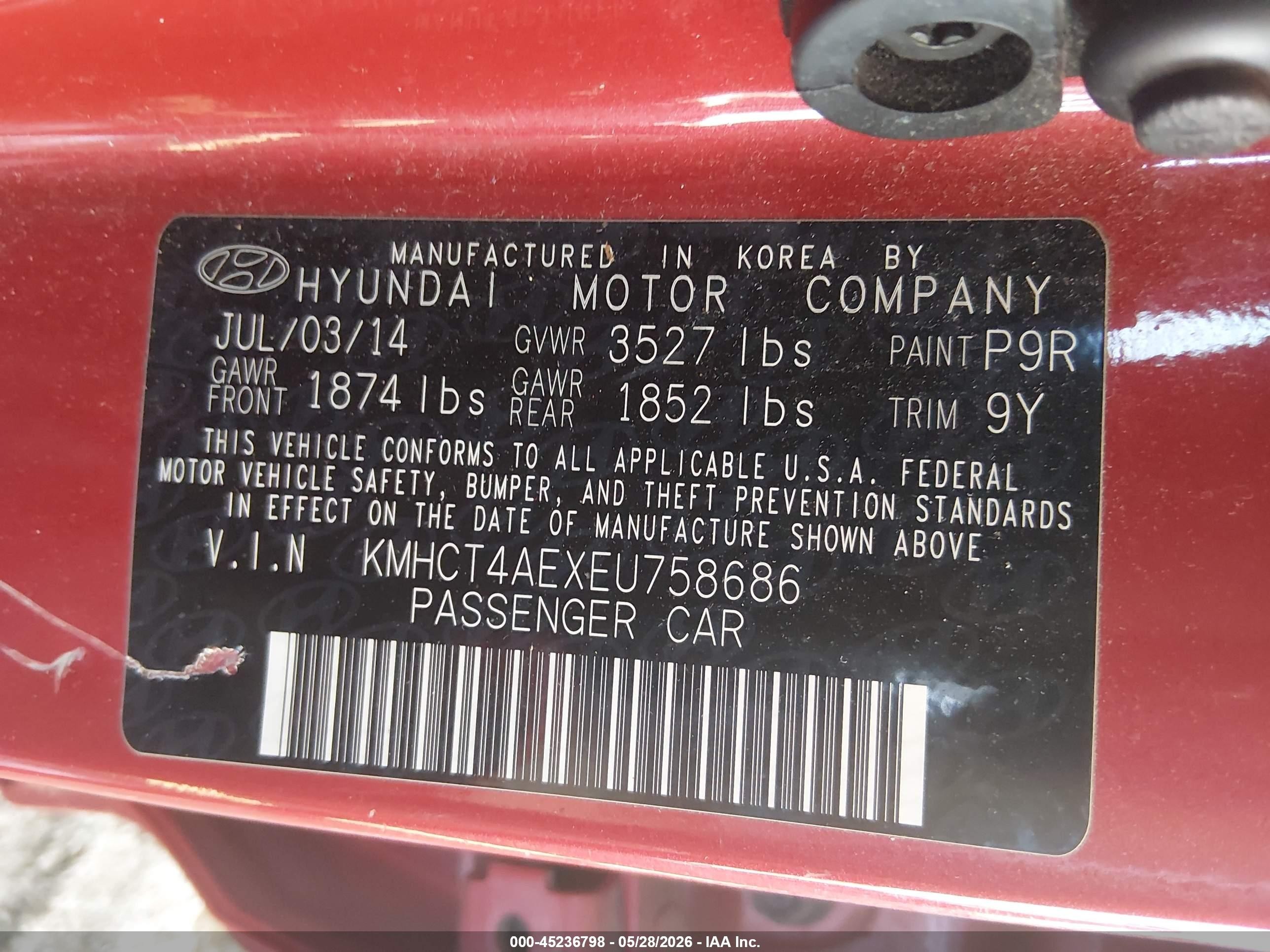2014 Hyundai Accent Gls Red vin: KMHCT4AEXEU758686