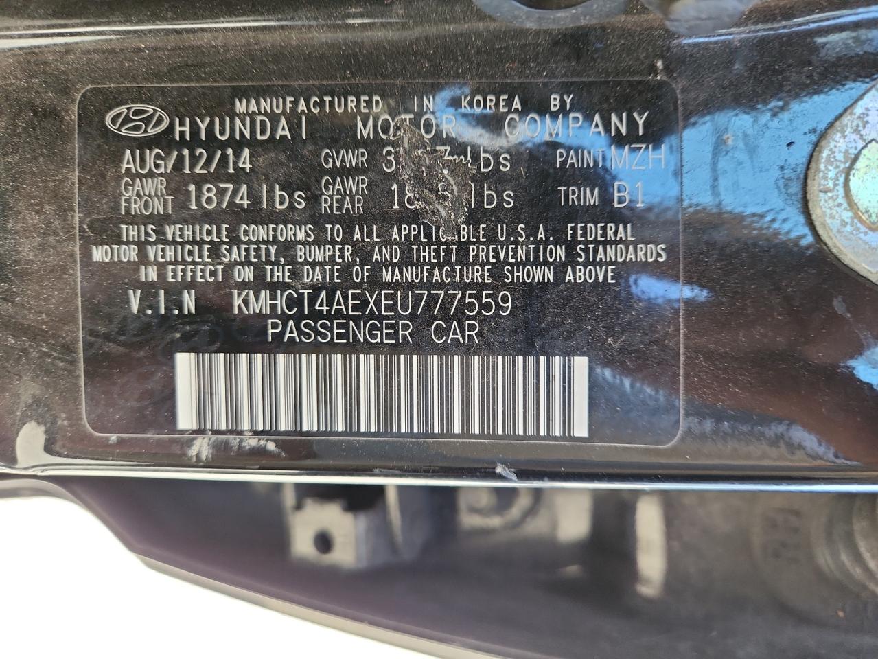 2014 Hyundai Accent Gls Black vin: KMHCT4AEXEU777559