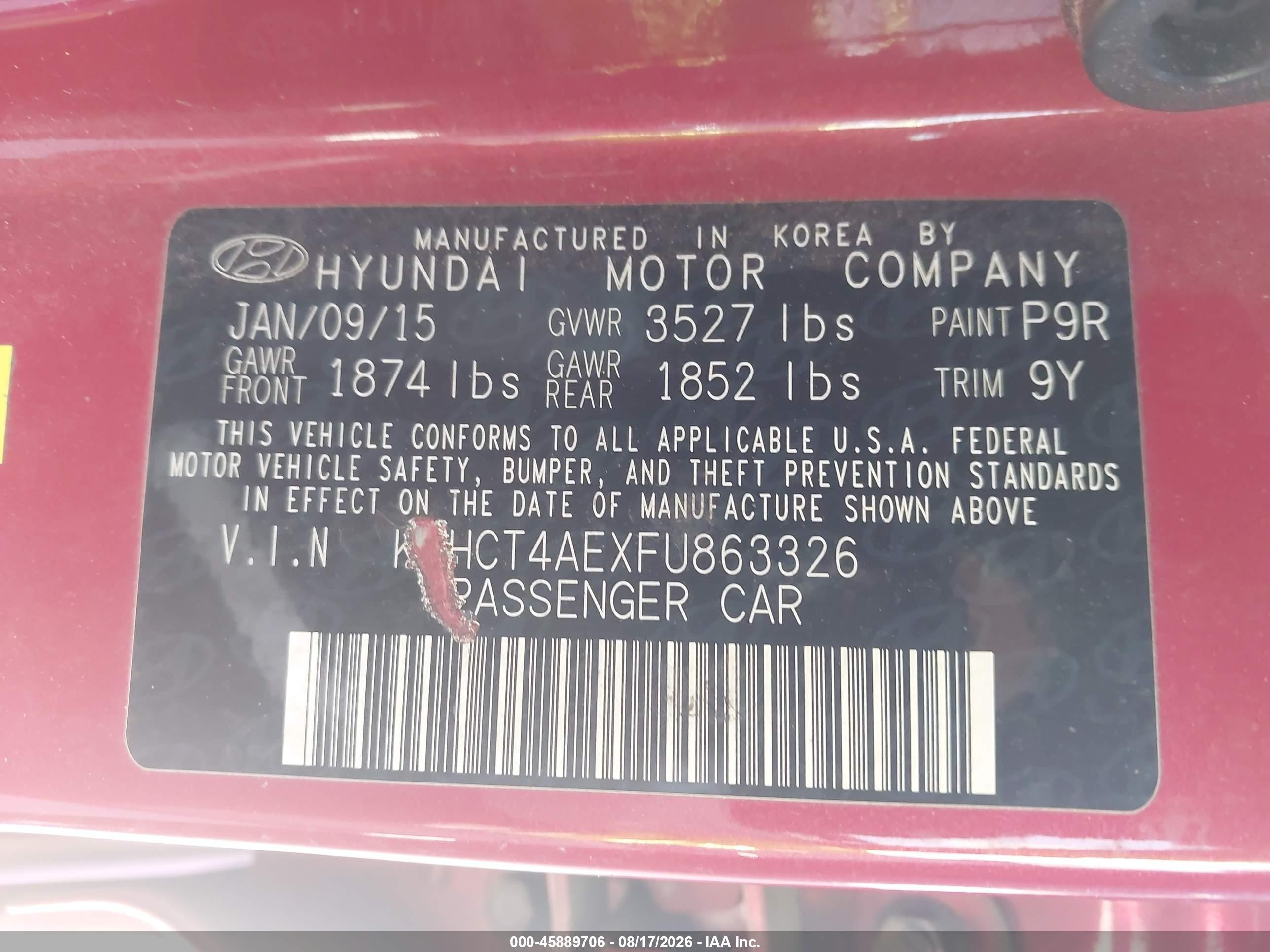 2015 Hyundai Accent Gls Red vin: KMHCT4AEXFU863326