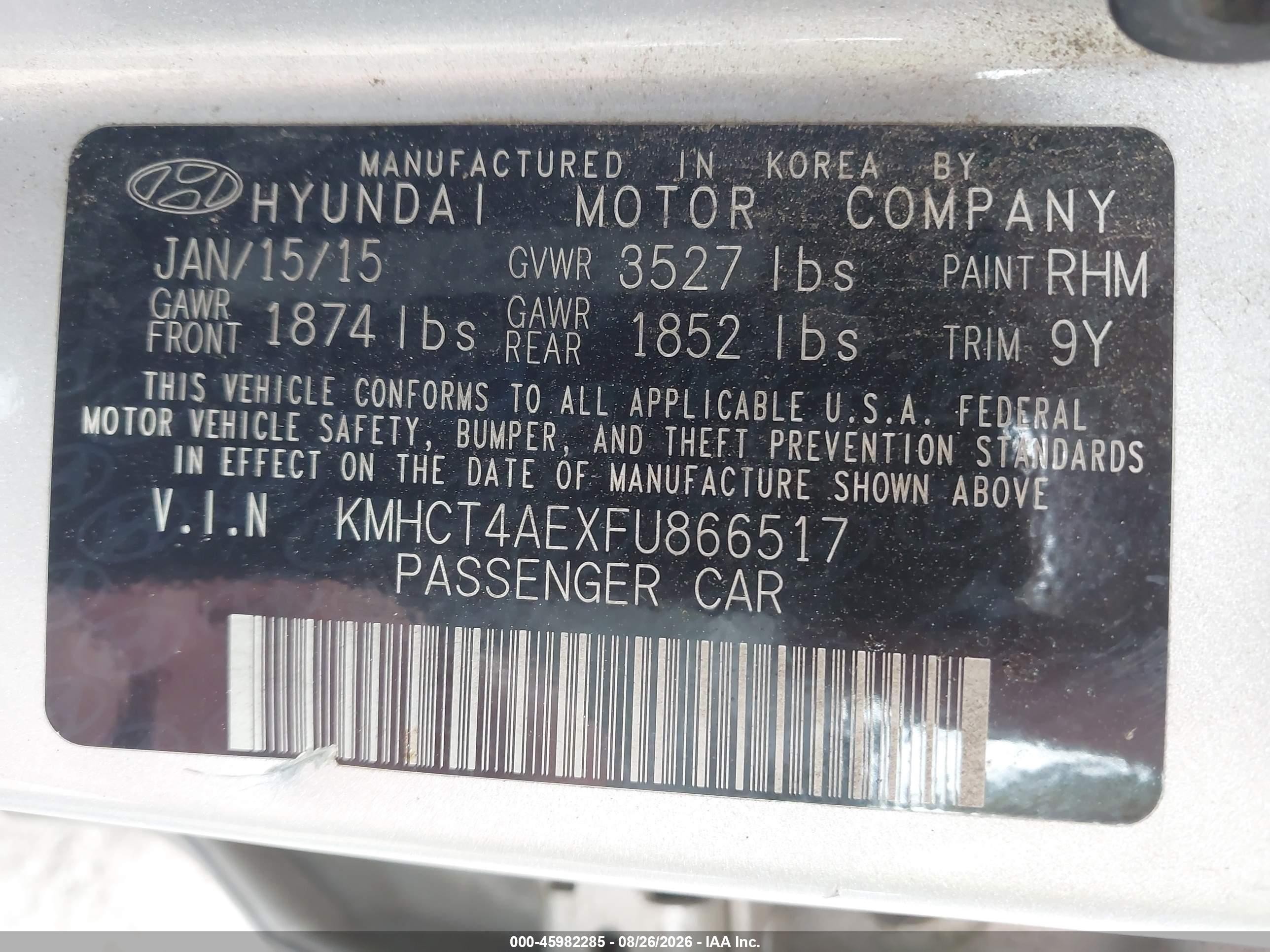 2015 Hyundai Accent Gls Silver vin: KMHCT4AEXFU866517