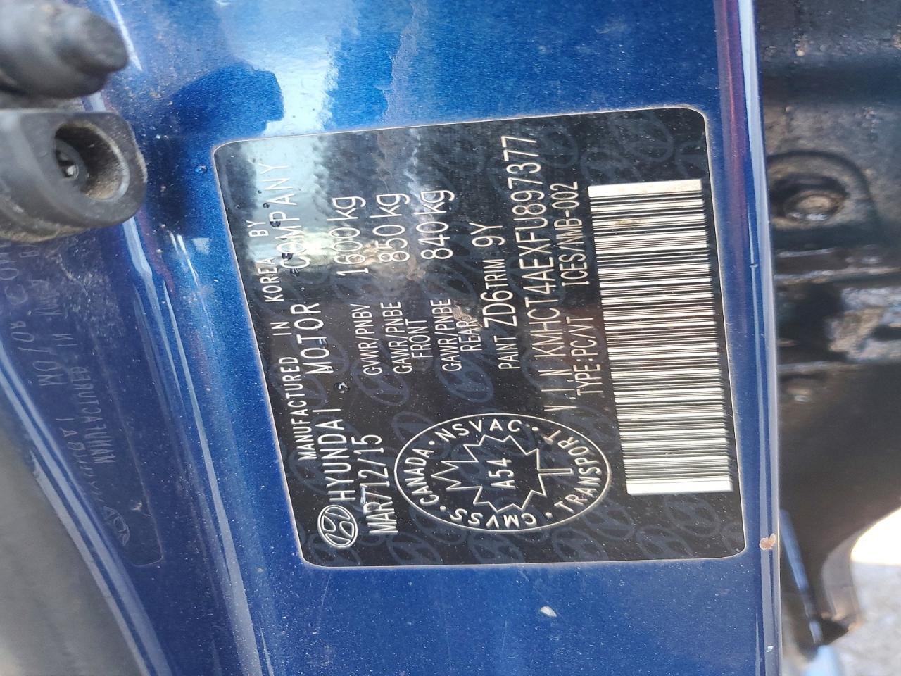 2015 Hyundai Accent Gls Blue vin: KMHCT4AEXFU897377