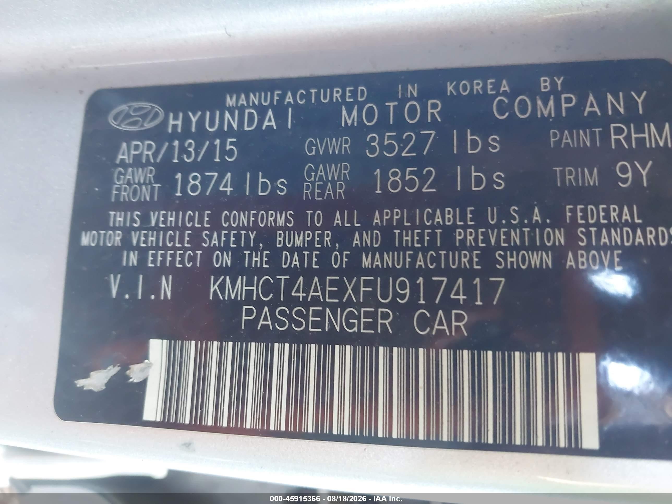 2015 Hyundai Accent Gls Silver vin: KMHCT4AEXFU917417