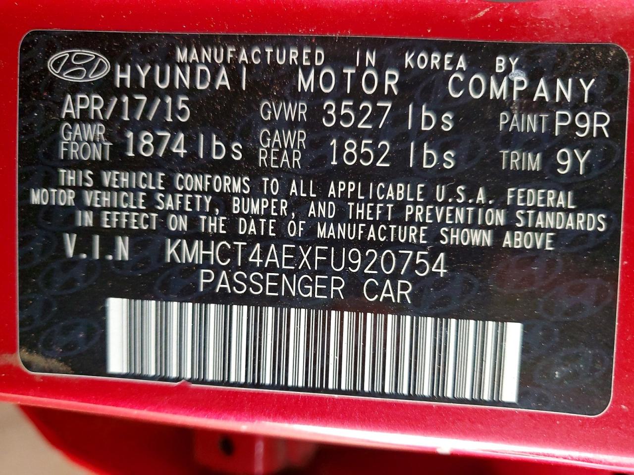 2015 Hyundai Accent Gls Red vin: KMHCT4AEXFU920754