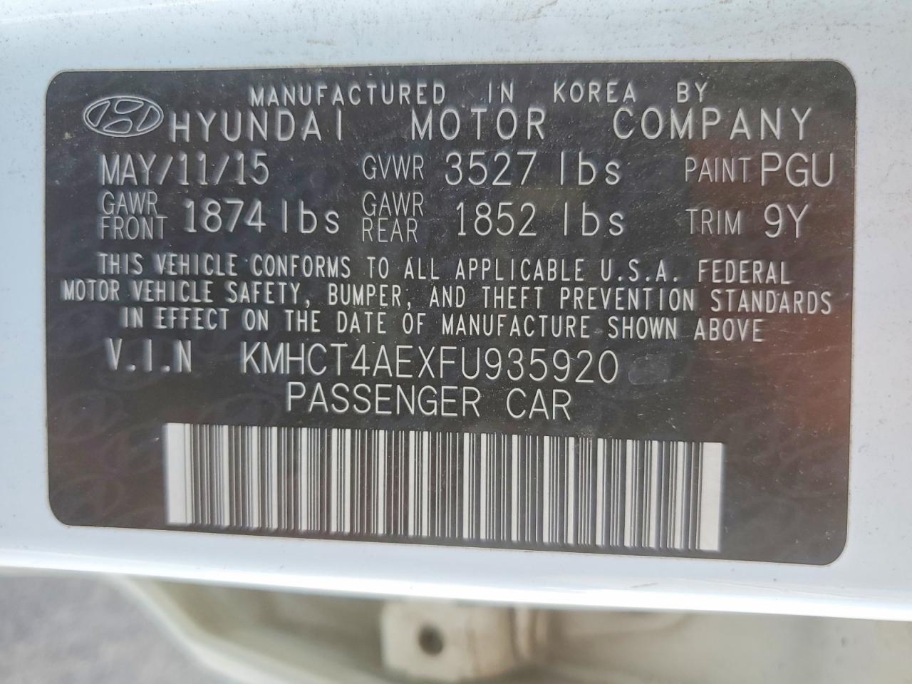 2015 Hyundai Accent Gls White vin: KMHCT4AEXFU935920
