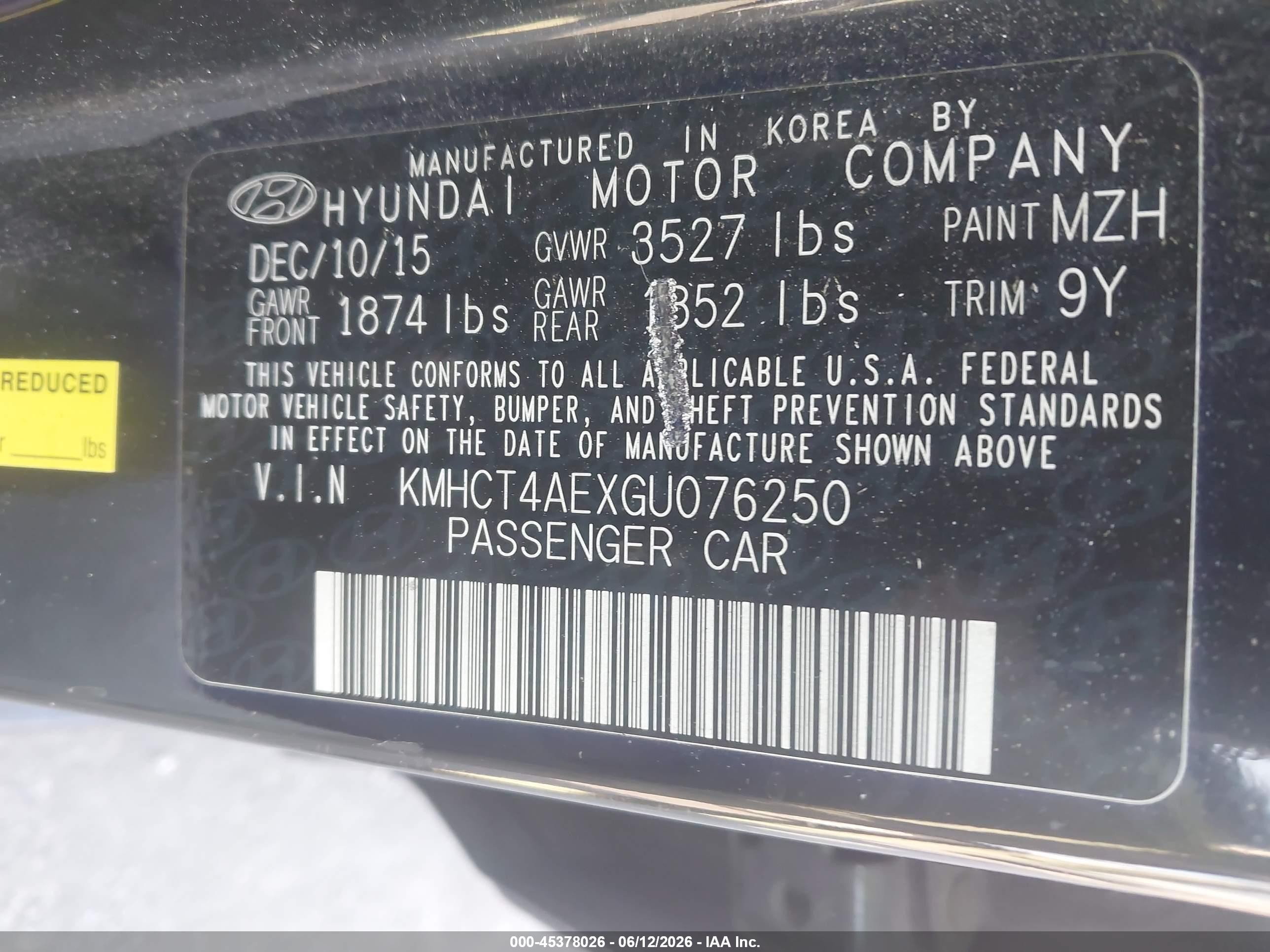 2016 Hyundai Accent Se Черный vin: KMHCT4AEXGU076250