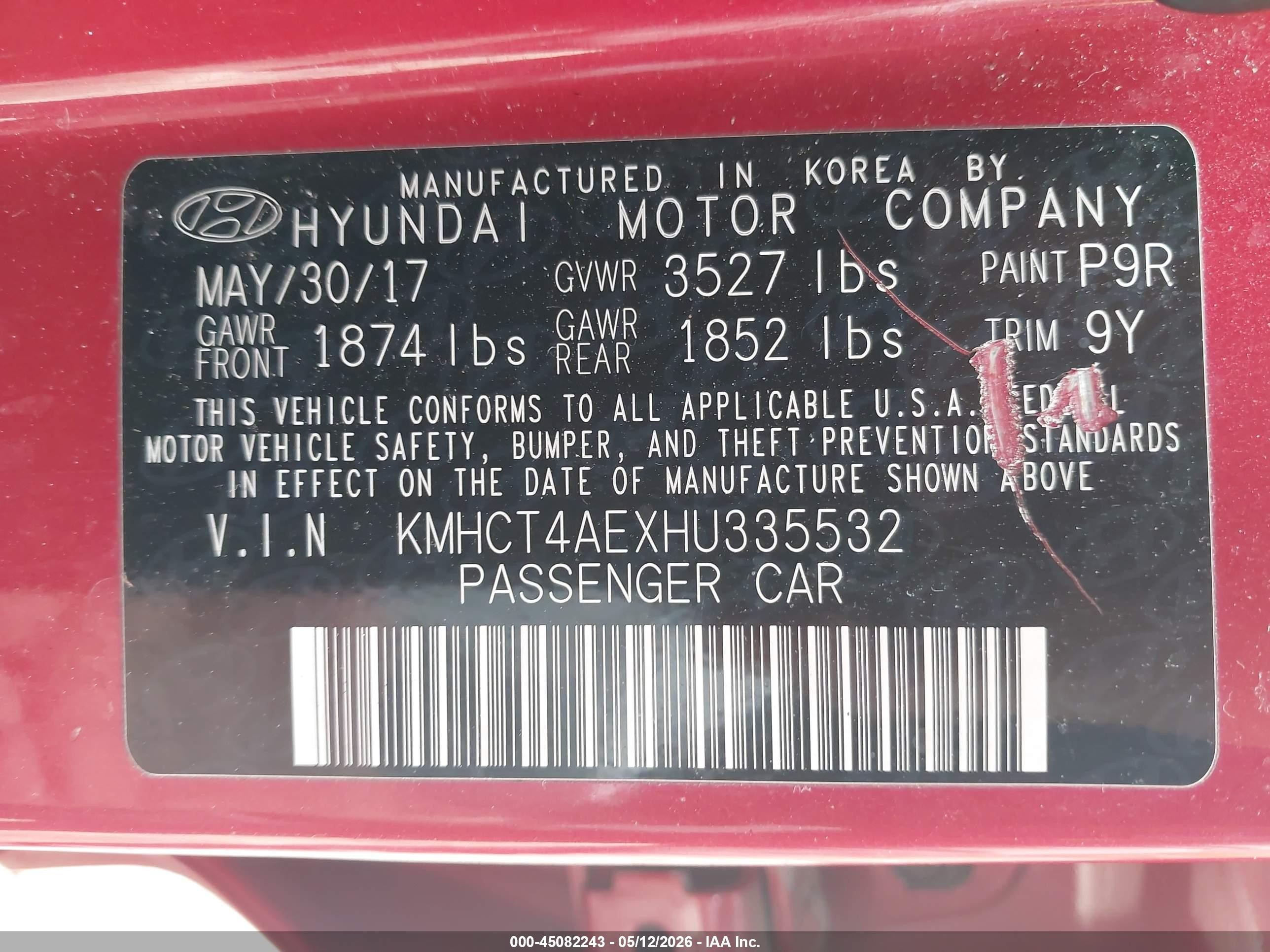 2017 Hyundai Accent Se Red vin: KMHCT4AEXHU335532