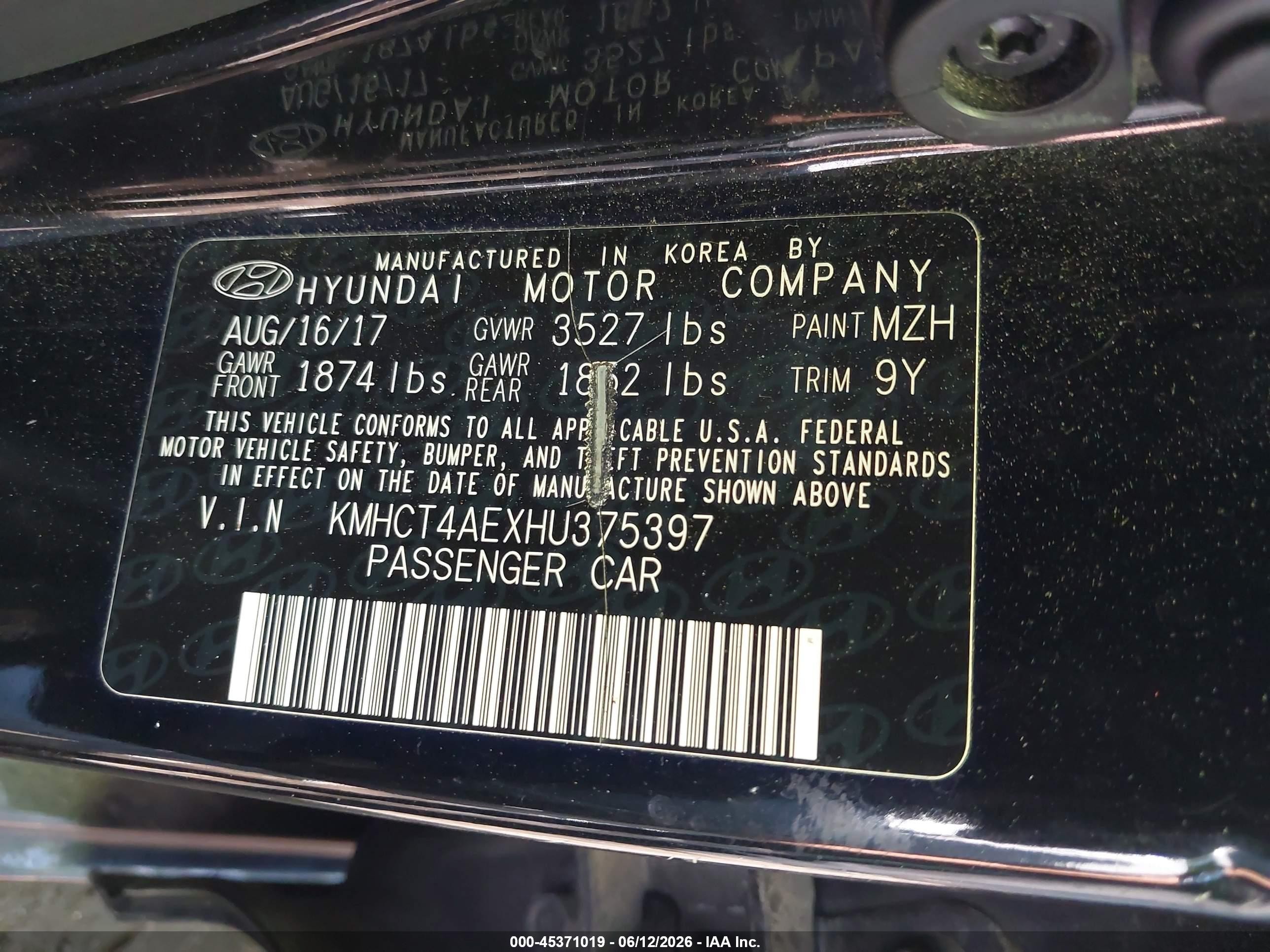 2017 Hyundai Accent Se Черный vin: KMHCT4AEXHU375397