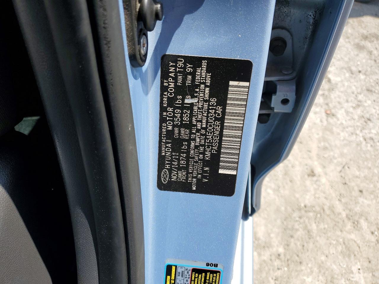 2012 Hyundai Accent Gs Blue vin: KMHCT5AE0CU034136