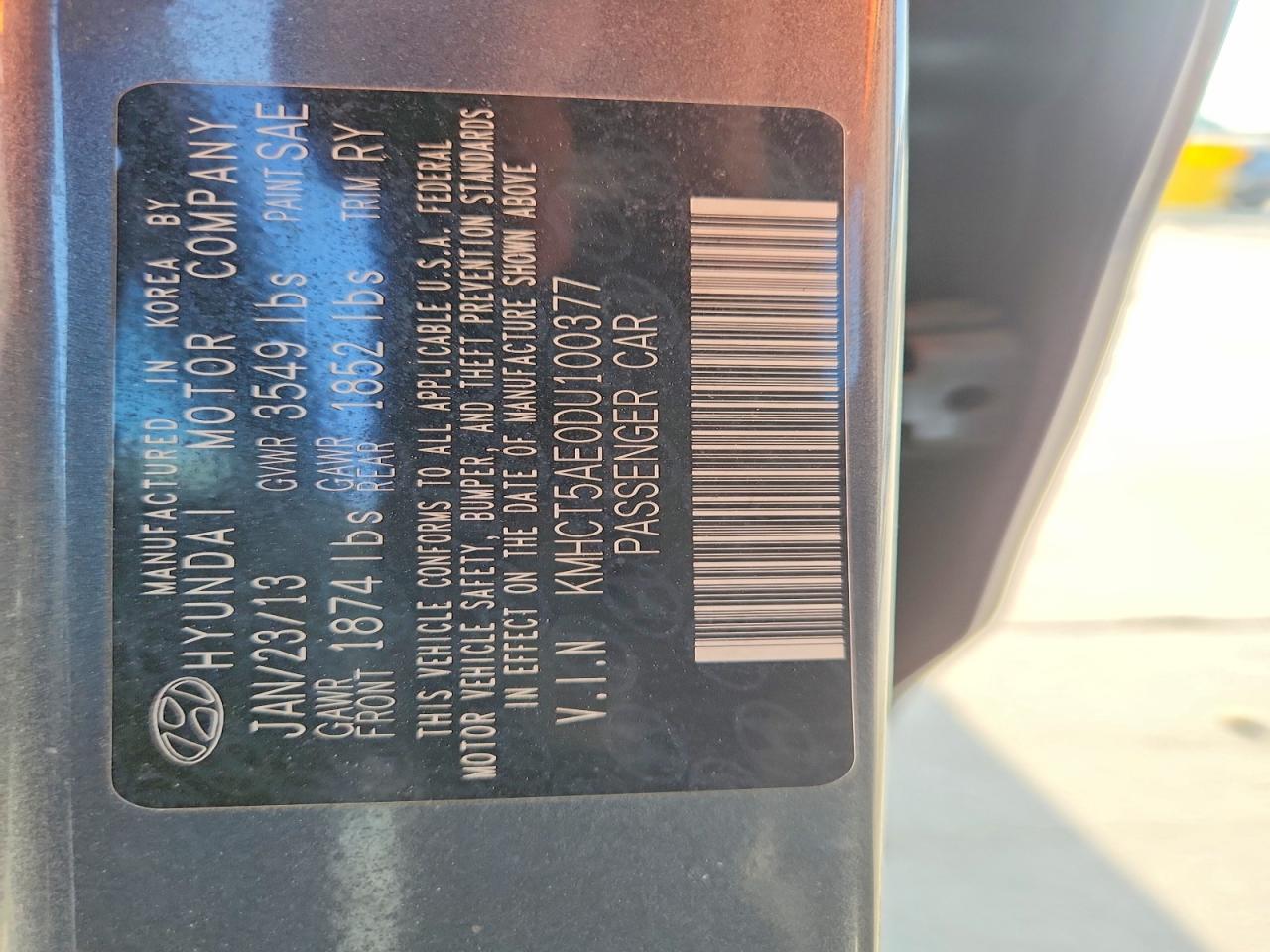 2013 Hyundai Accent Gs Угольный vin: KMHCT5AE0DU100377
