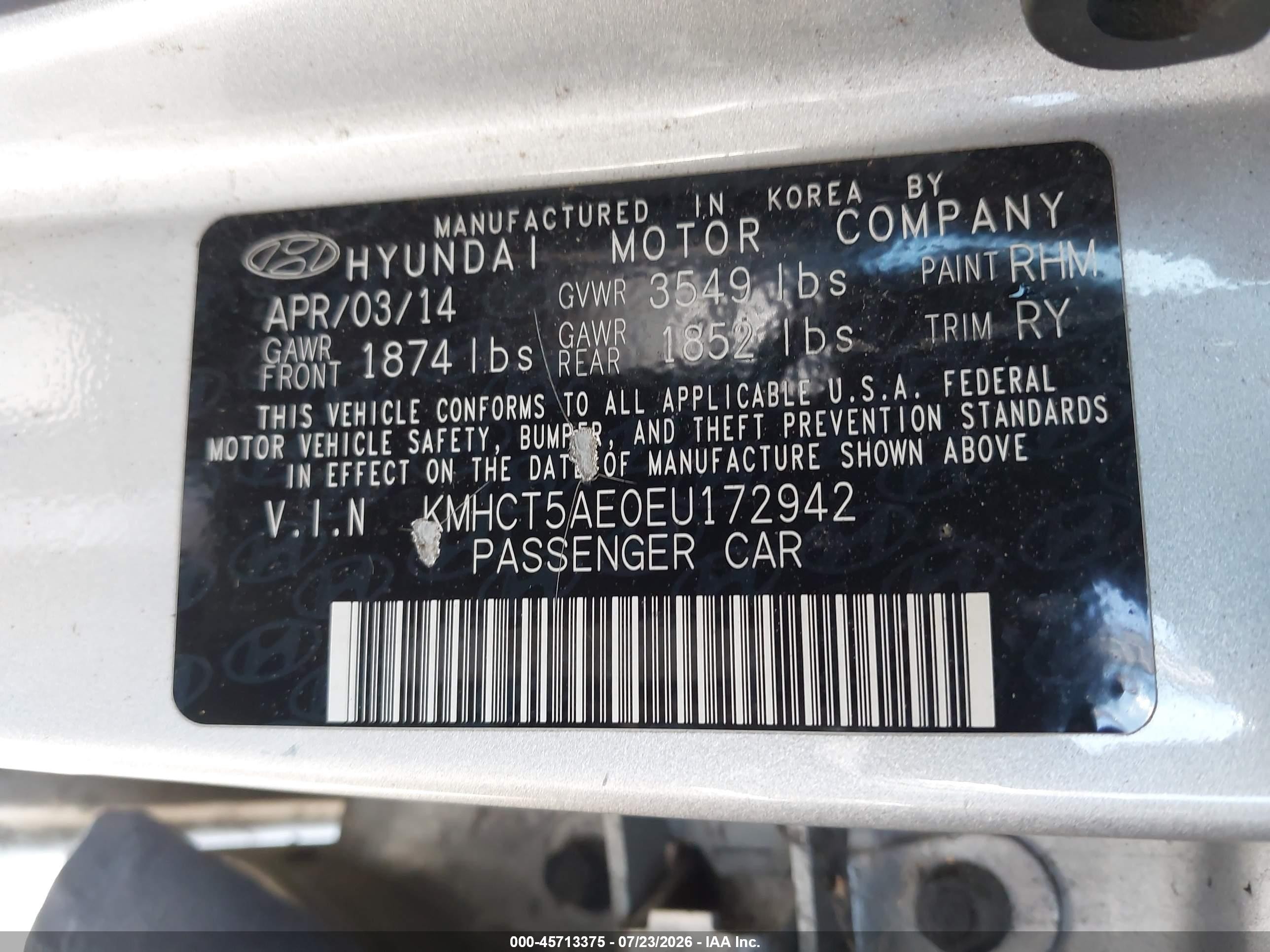2014 Hyundai Accent Gs Silver vin: KMHCT5AE0EU172942