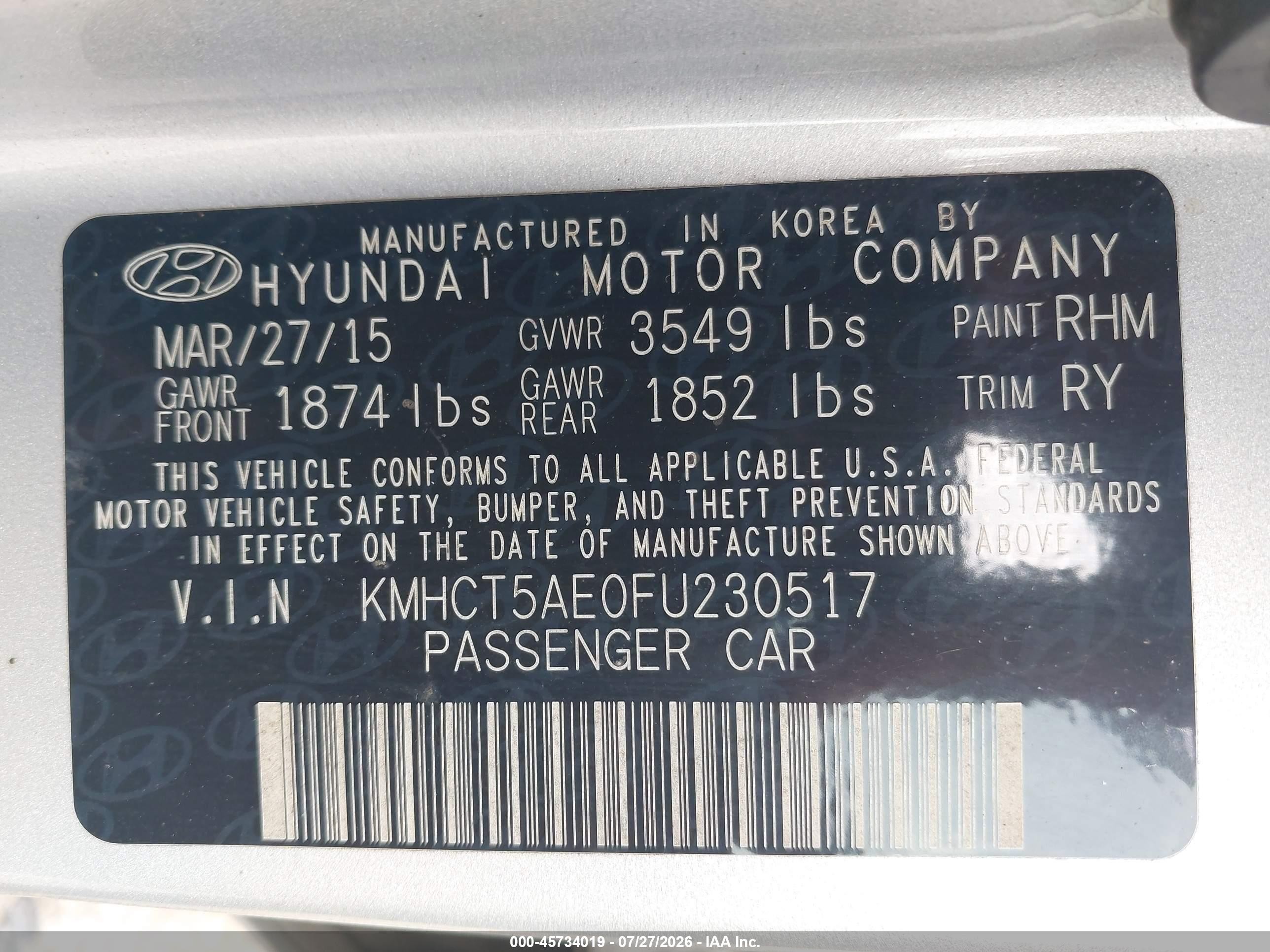 2015 Hyundai Accent Gs Silver vin: KMHCT5AE0FU230517