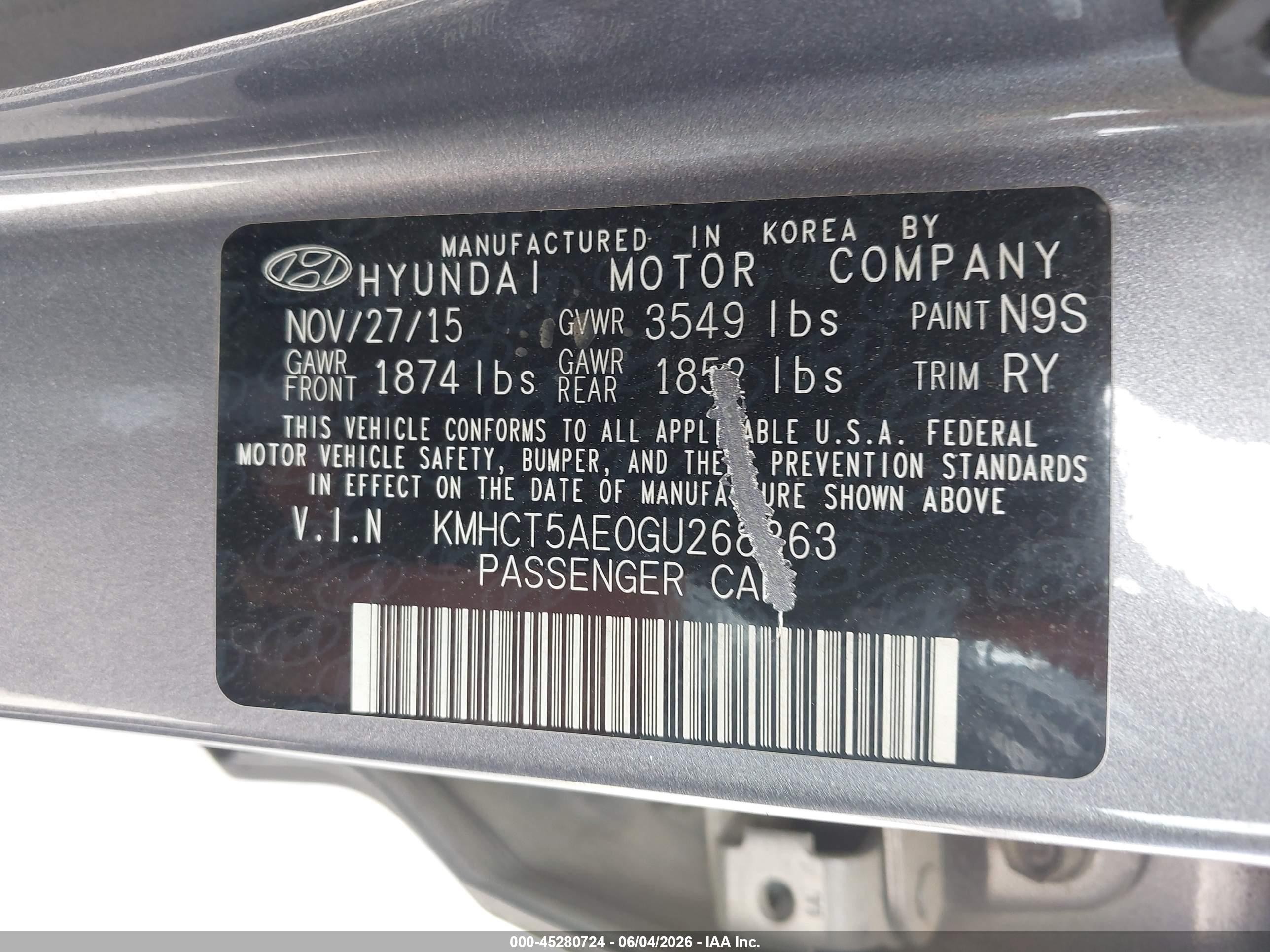 2016 Hyundai Accent Se Gray vin: KMHCT5AE0GU268363