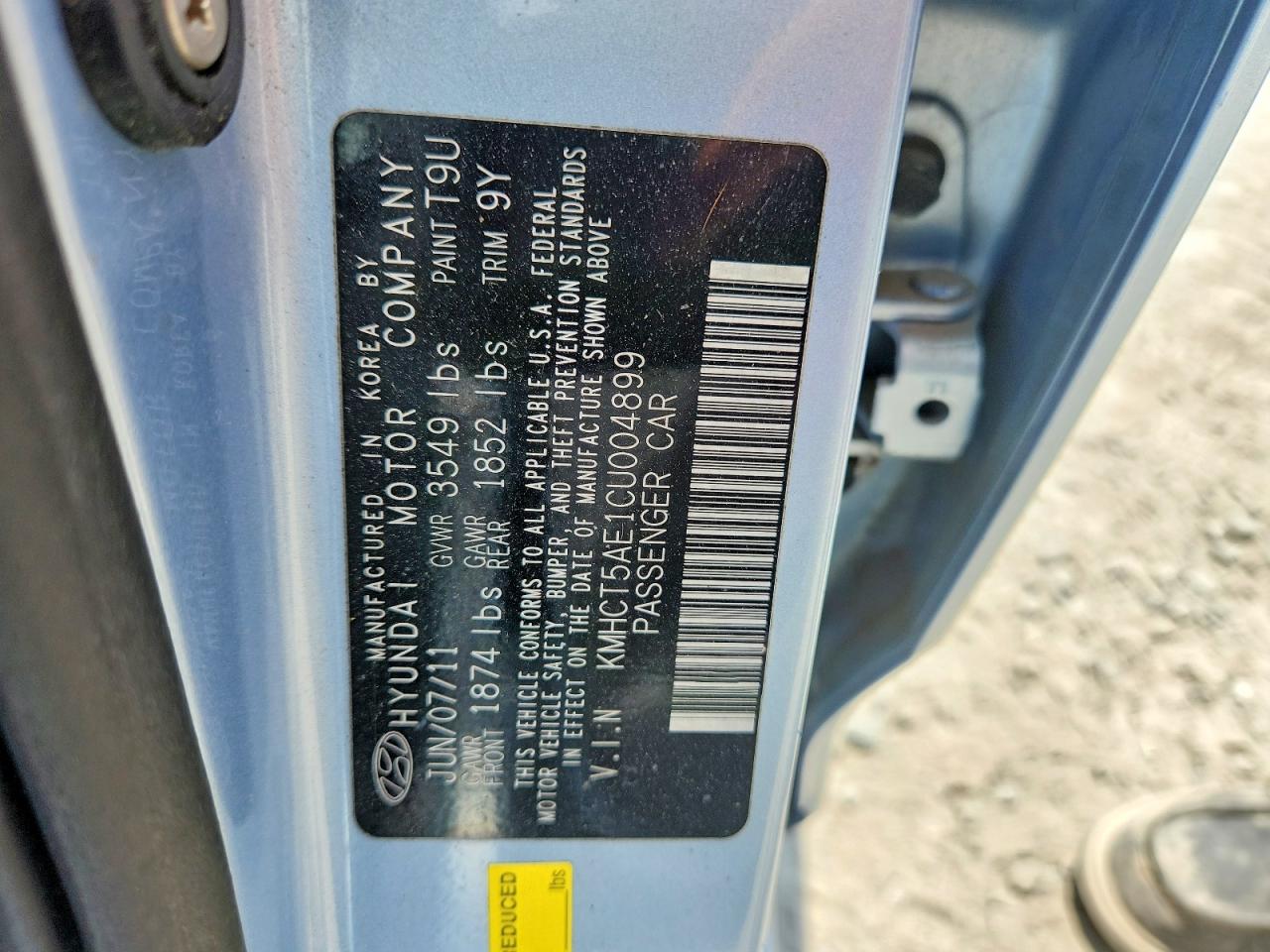 2012 Hyundai Accent Gs Blue vin: KMHCT5AE1CU004899