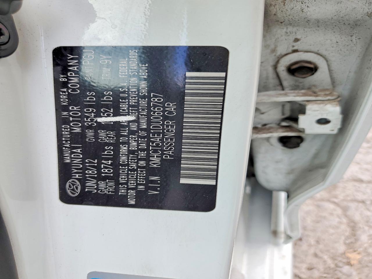 2013 Hyundai Accent Gs Белый vin: KMHCT5AE1DU066787