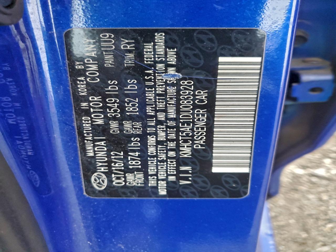 2013 Hyundai Accent Gls Blue vin: KMHCT5AE1DU083928