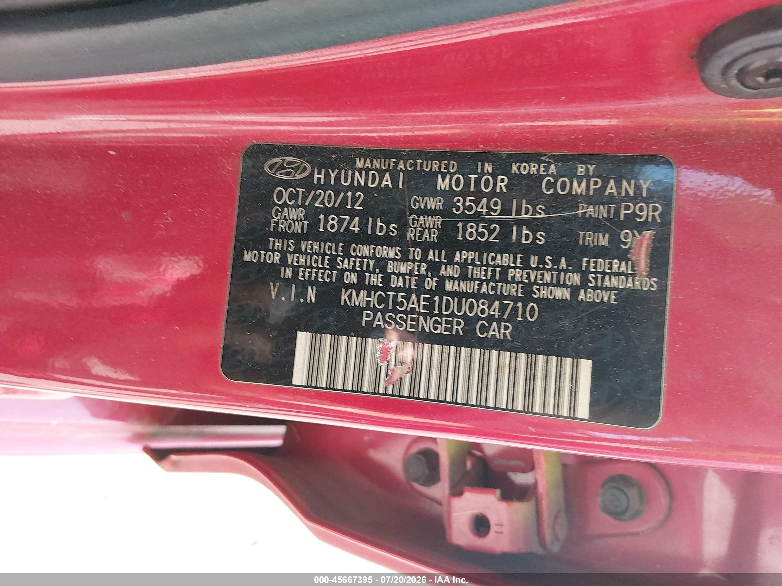 2013 Hyundai Accent Gs Красный vin: KMHCT5AE1DU084710