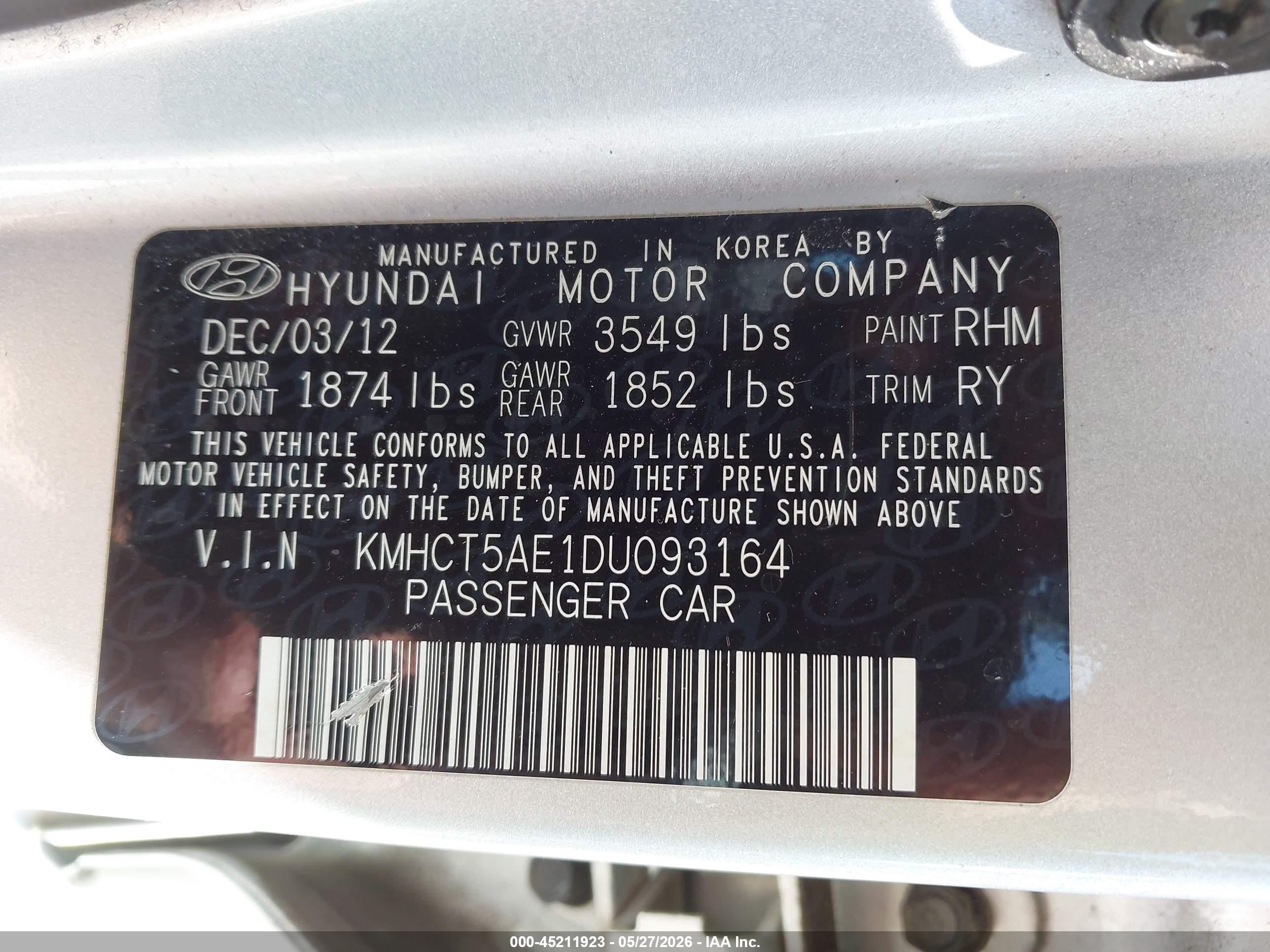2013 Hyundai Accent Gs Silver vin: KMHCT5AE1DU093164