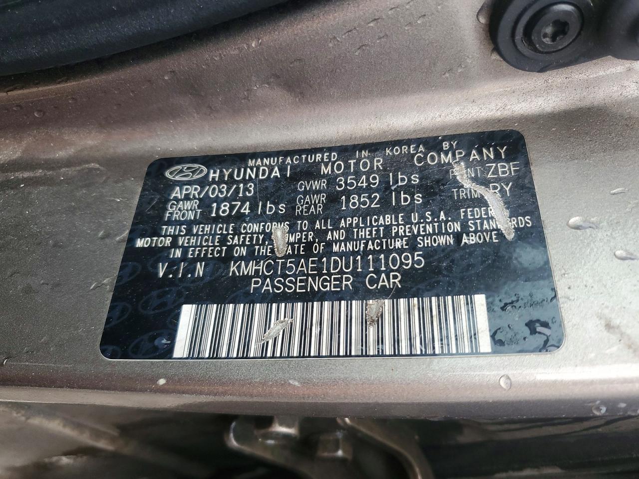 2013 Hyundai Accent Gs Brown vin: KMHCT5AE1DU111095