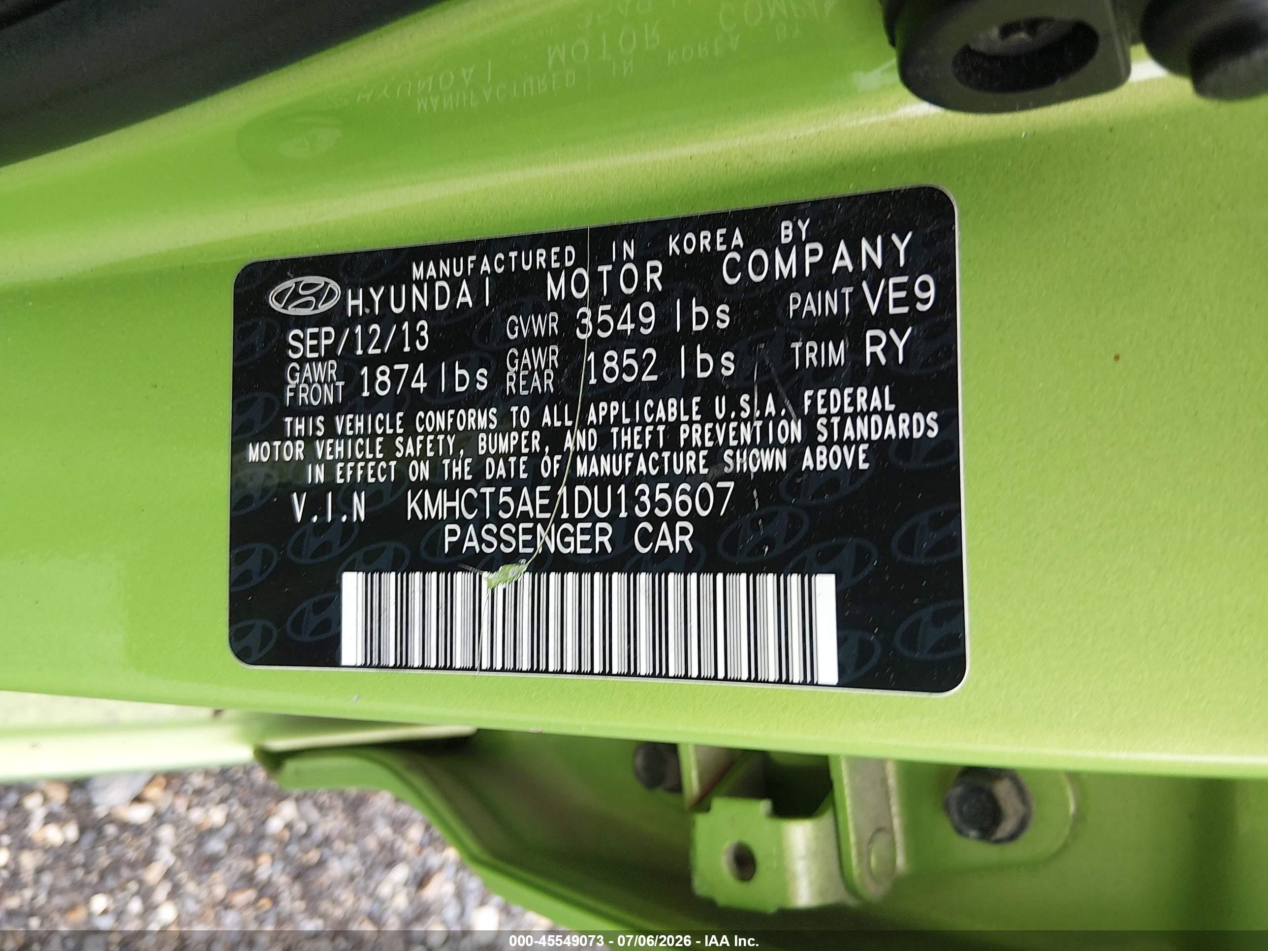 2013 Hyundai Accent Gs Green vin: KMHCT5AE1DU135607