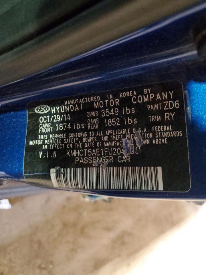 2015 Hyundai Accent Gs Blue vin: KMHCT5AE1FU204251