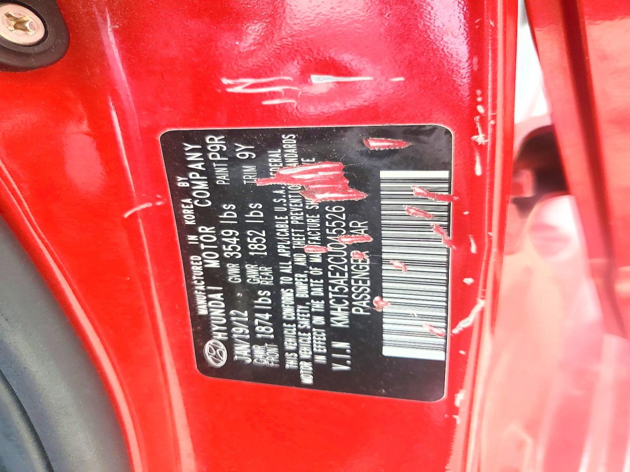 2012 Hyundai Accent Gls Red vin: KMHCT5AE2CU045526