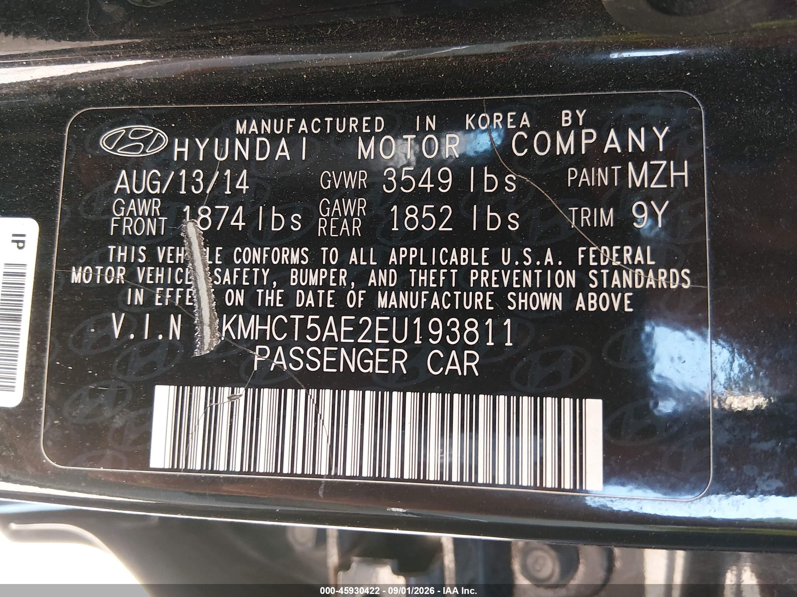 2014 Hyundai Accent Gs Black vin: KMHCT5AE2EU193811