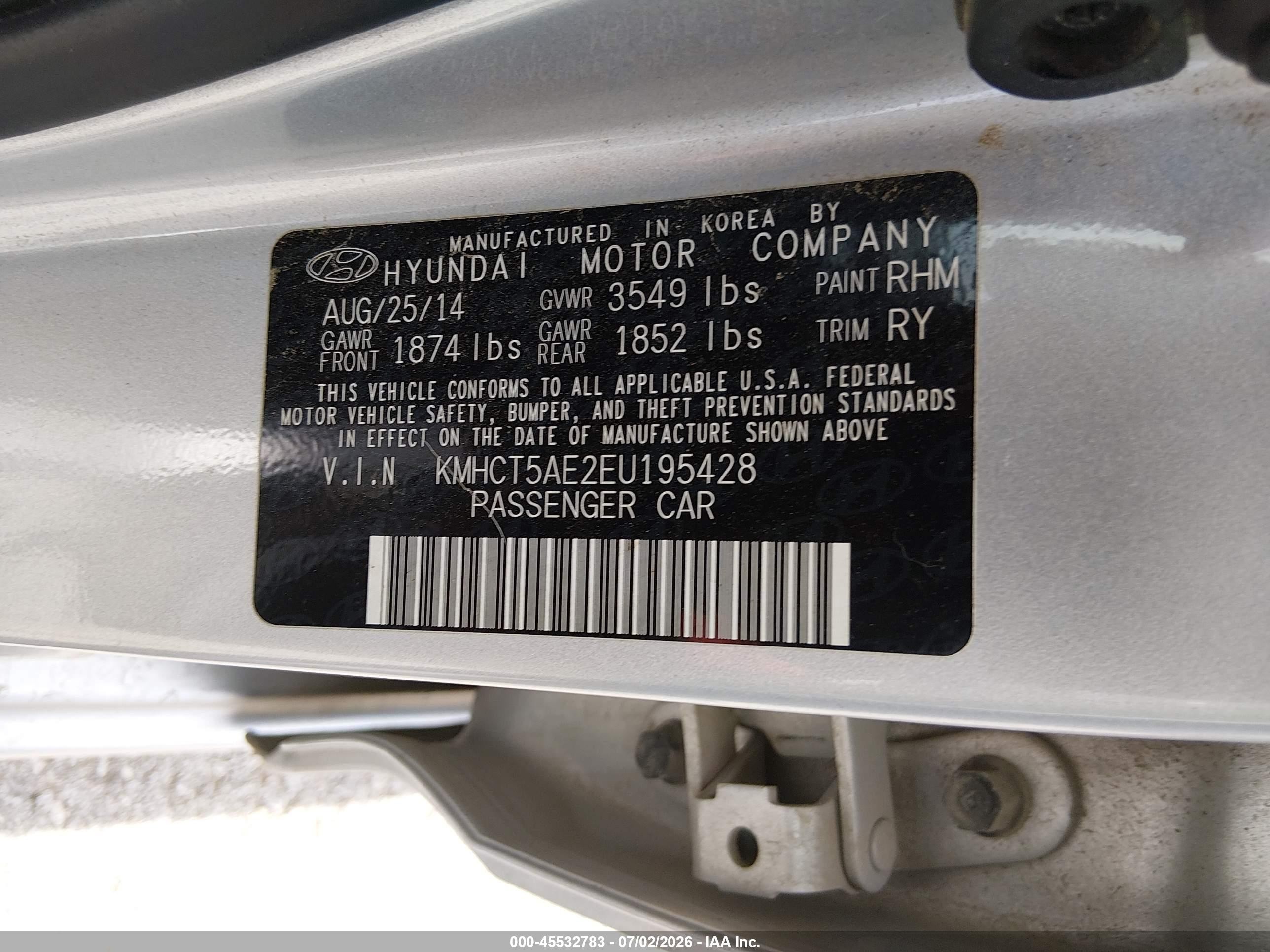 2014 Hyundai Accent Gs Silver vin: KMHCT5AE2EU195428