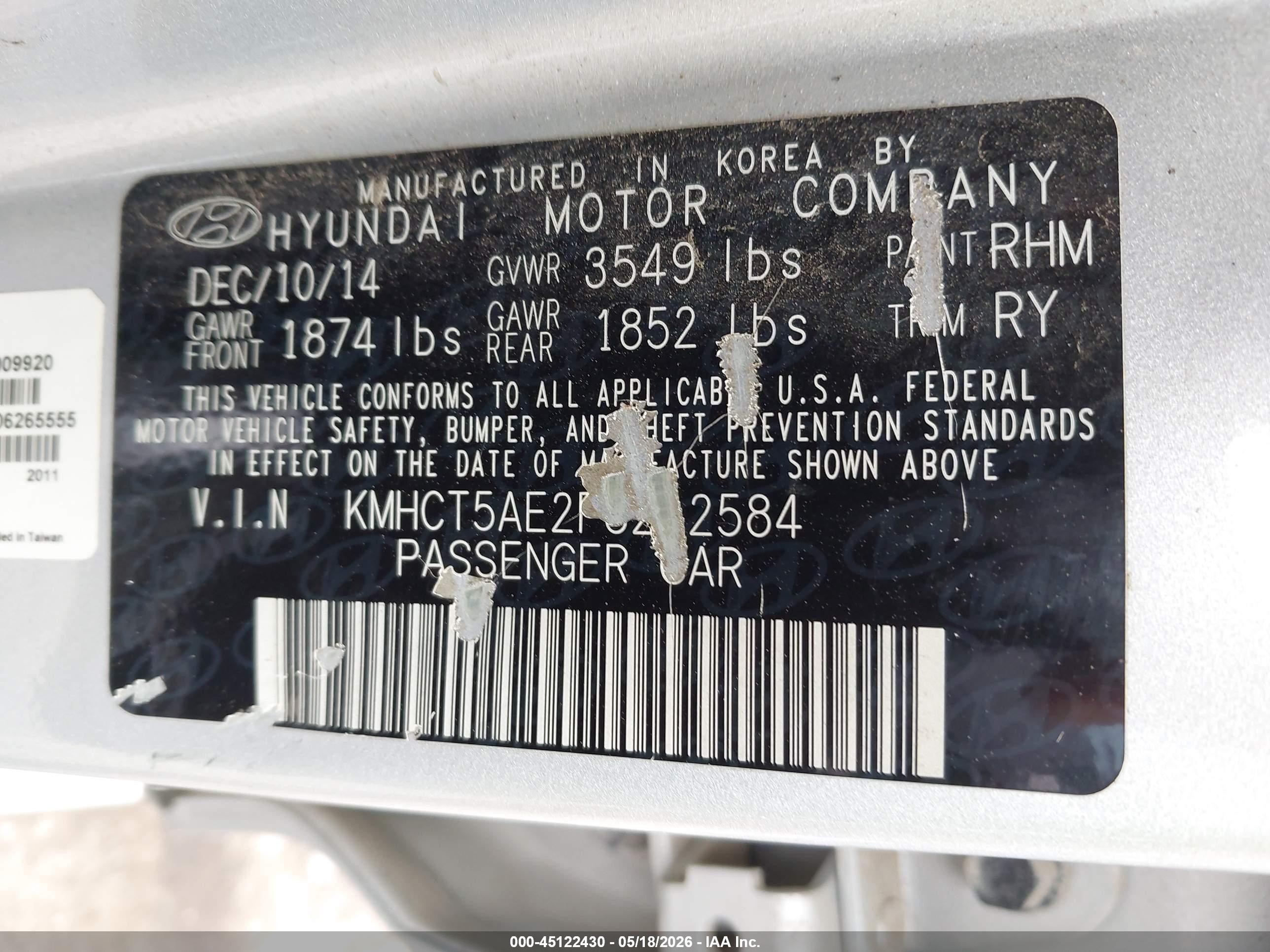 2015 Hyundai Accent Gs Silver vin: KMHCT5AE2FU212584