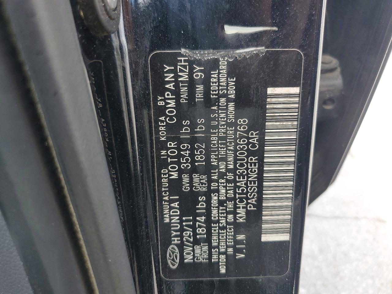 2012 Hyundai Accent Gs Black vin: KMHCT5AE3CU036768