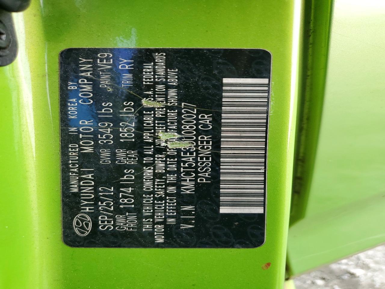 2013 Hyundai Accent Gs Green vin: KMHCT5AE3DU080027