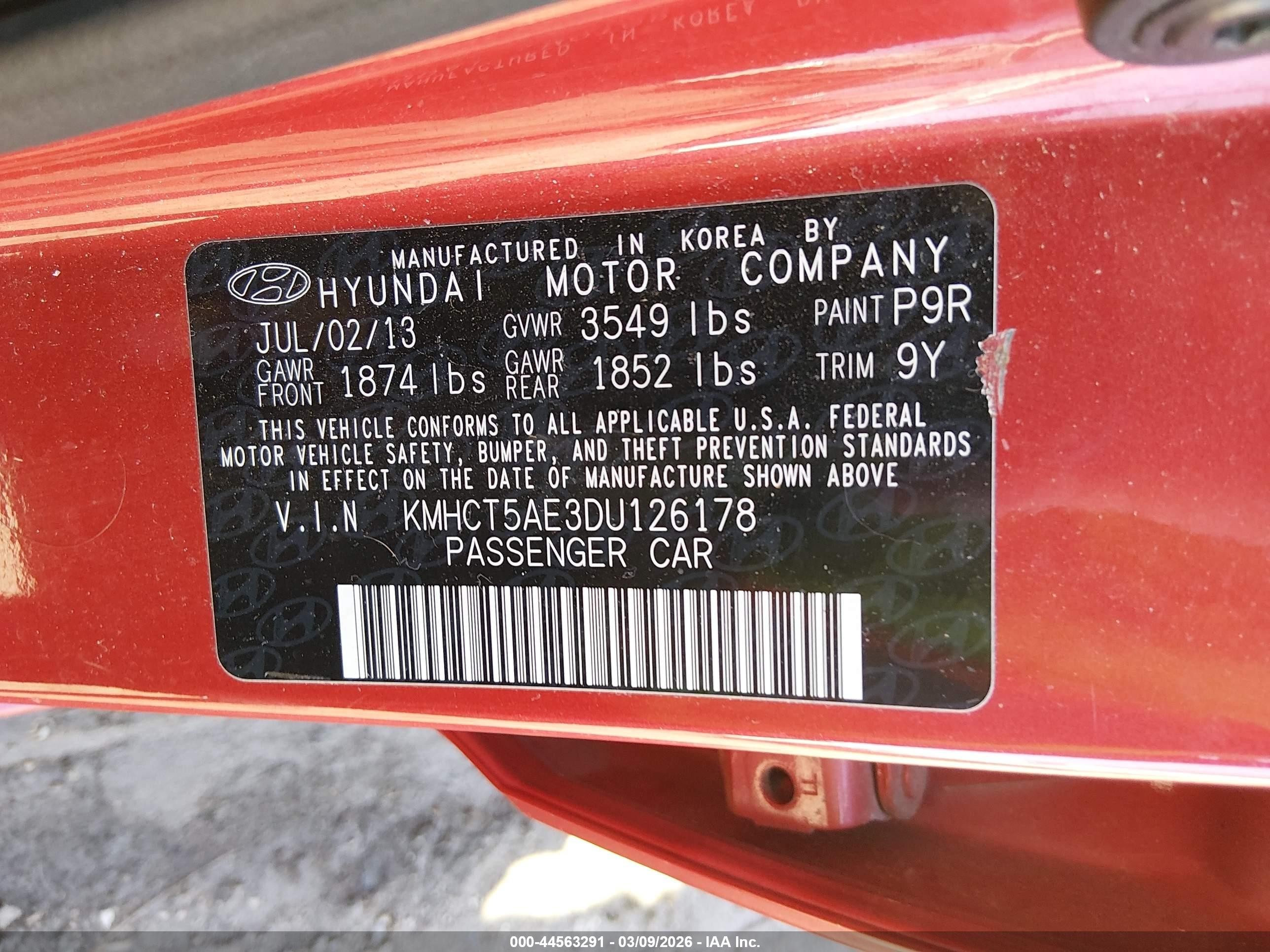 2013 Hyundai Accent Gs Red vin: KMHCT5AE3DU126178