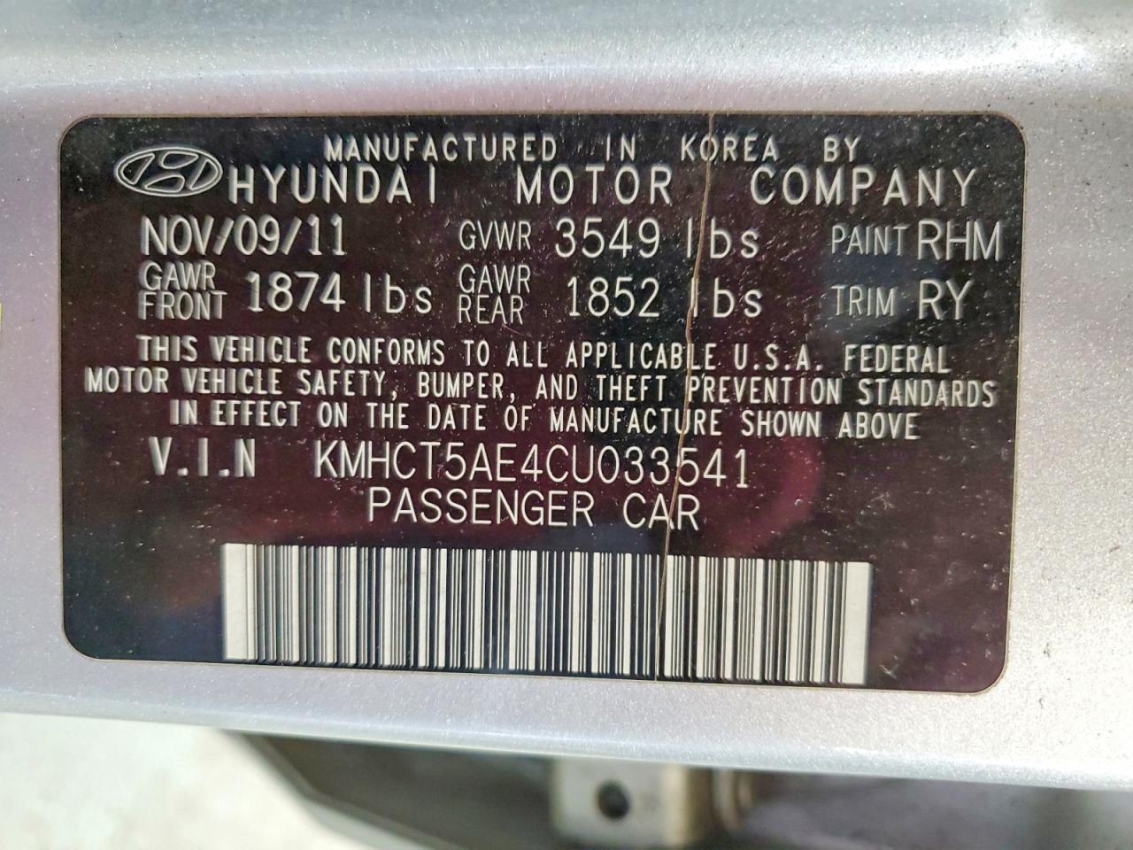 2012 Hyundai Accent Silver vin: KMHCT5AE4CU033541