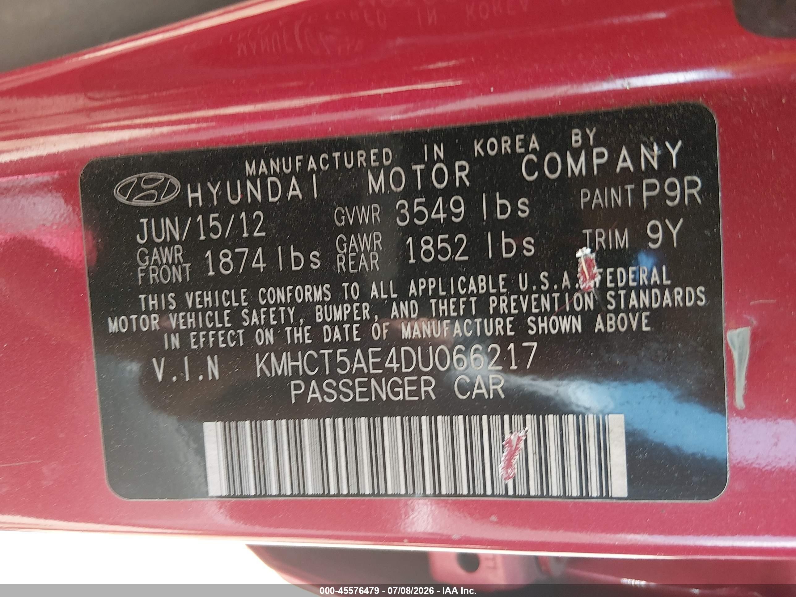 2013 Hyundai Accent Gs Red vin: KMHCT5AE4DU066217