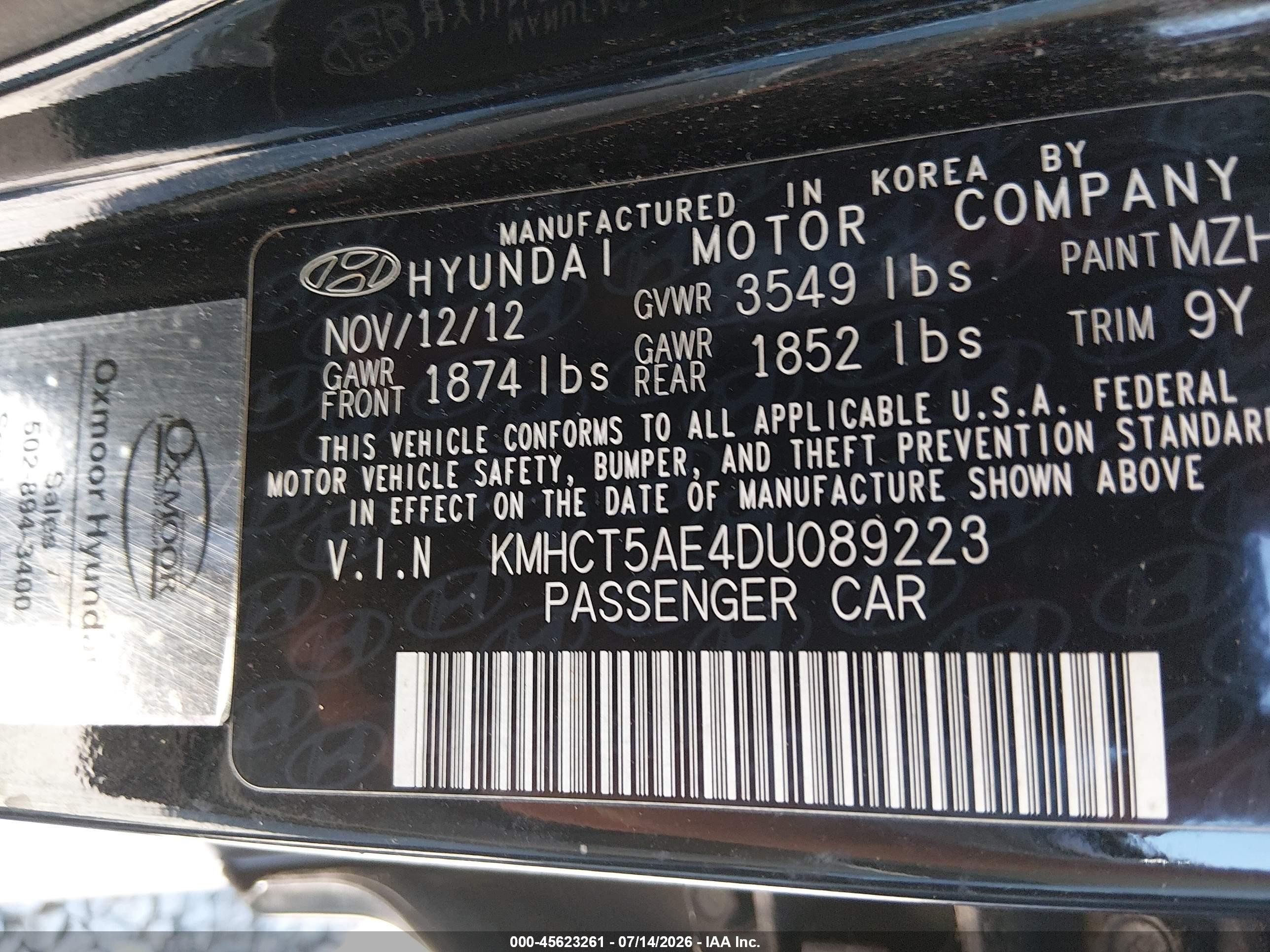 2013 Hyundai Accent Gs Black vin: KMHCT5AE4DU089223