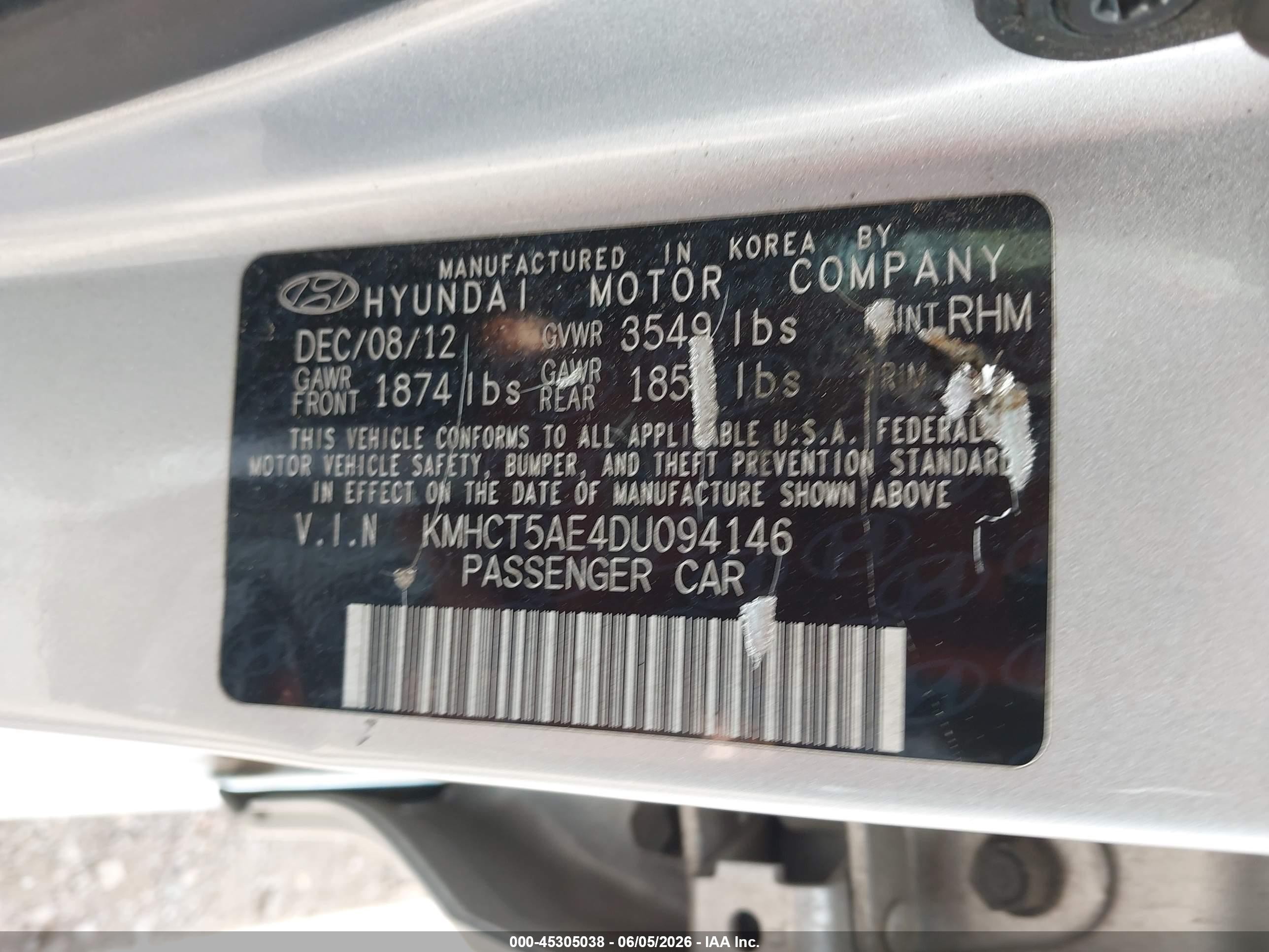 2013 Hyundai Accent Gs Silver vin: KMHCT5AE4DU094146