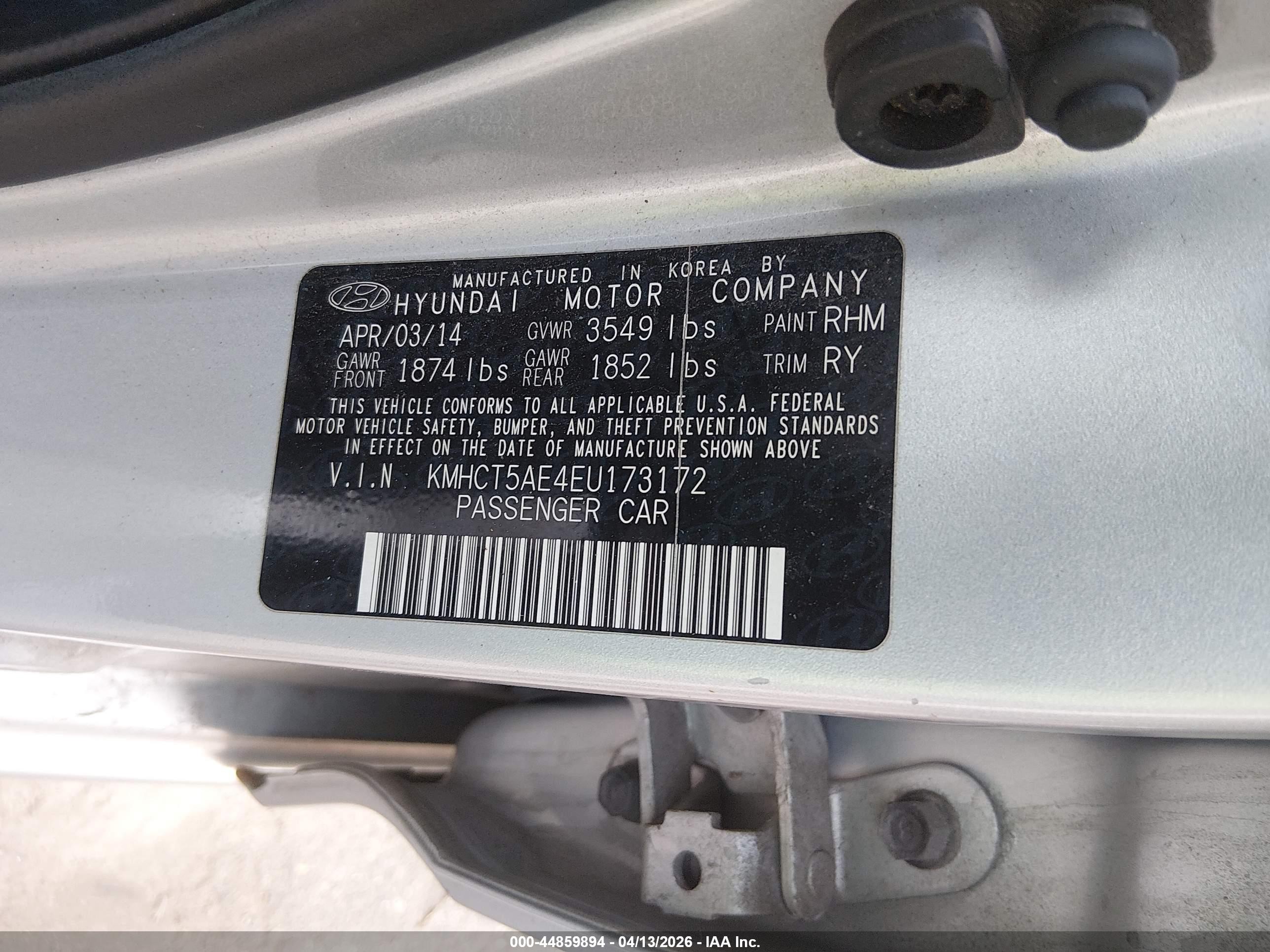 2014 Hyundai Accent Gs Silver vin: KMHCT5AE4EU173172