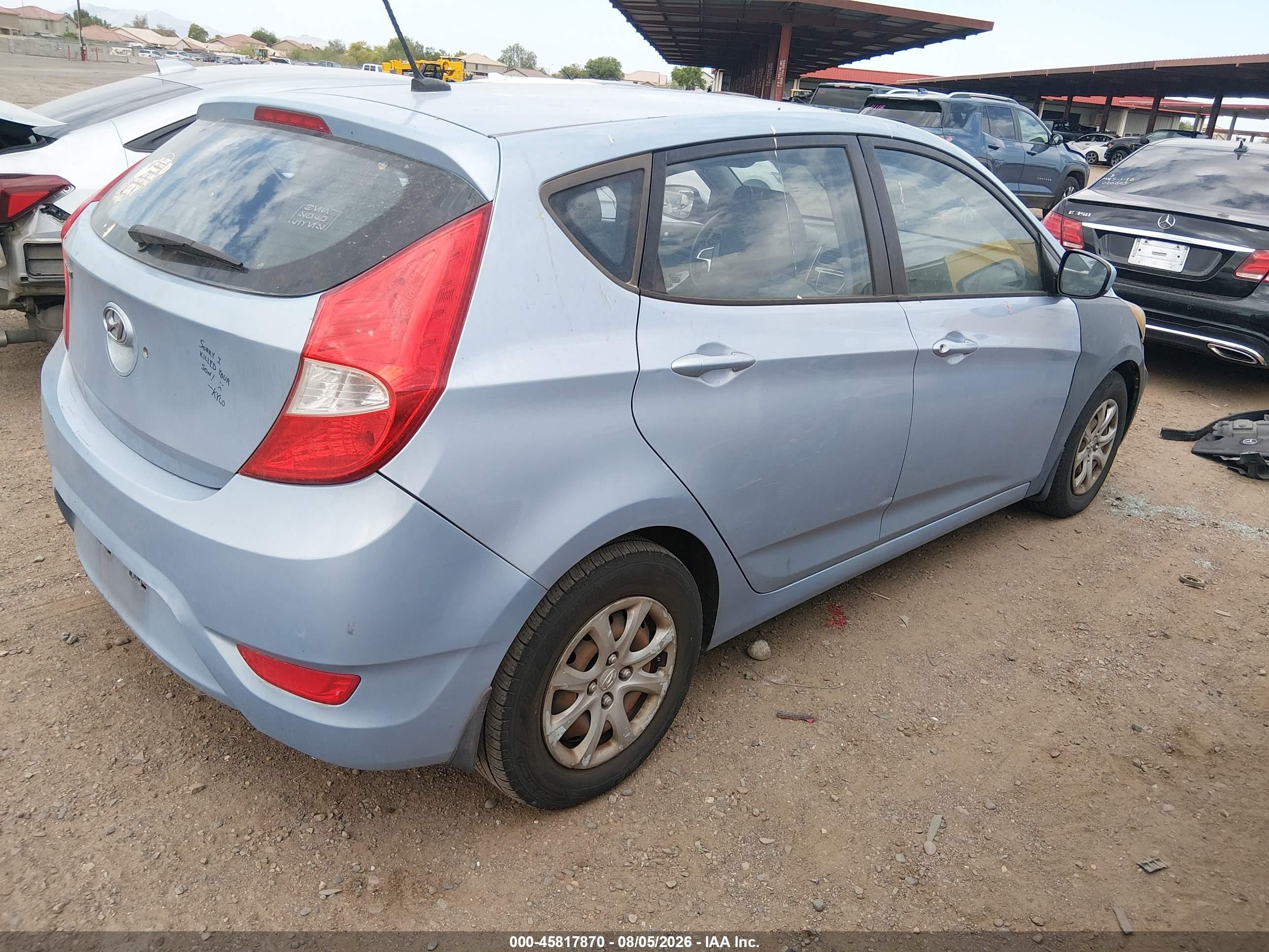2012 Hyundai Accent Gs Blue vin: KMHCT5AE5CU030373