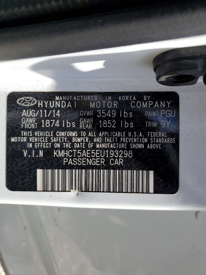 2014 Hyundai Accent Gs White vin: KMHCT5AE5EU193298