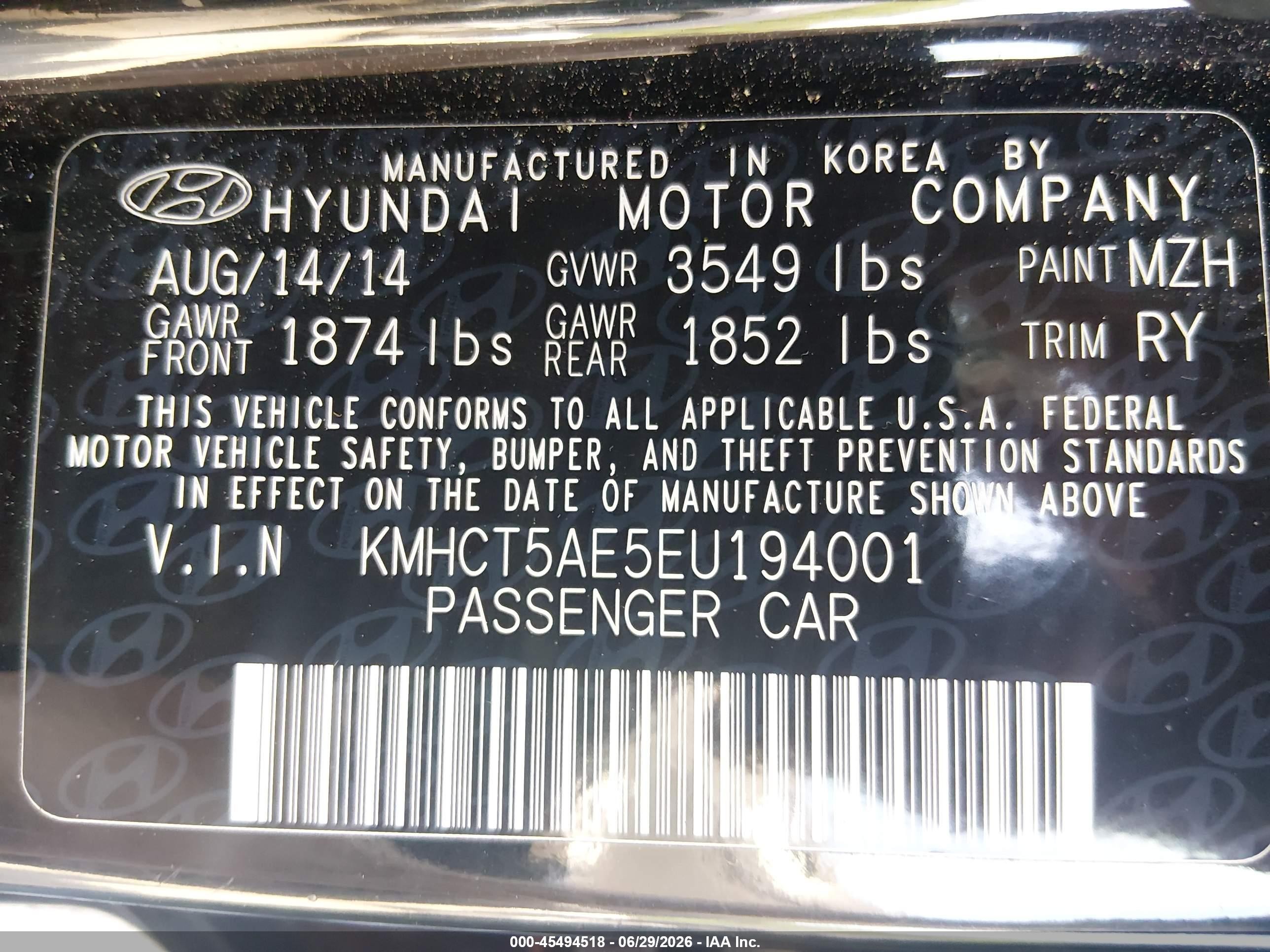 2014 Hyundai Accent Gs Черный vin: KMHCT5AE5EU194001