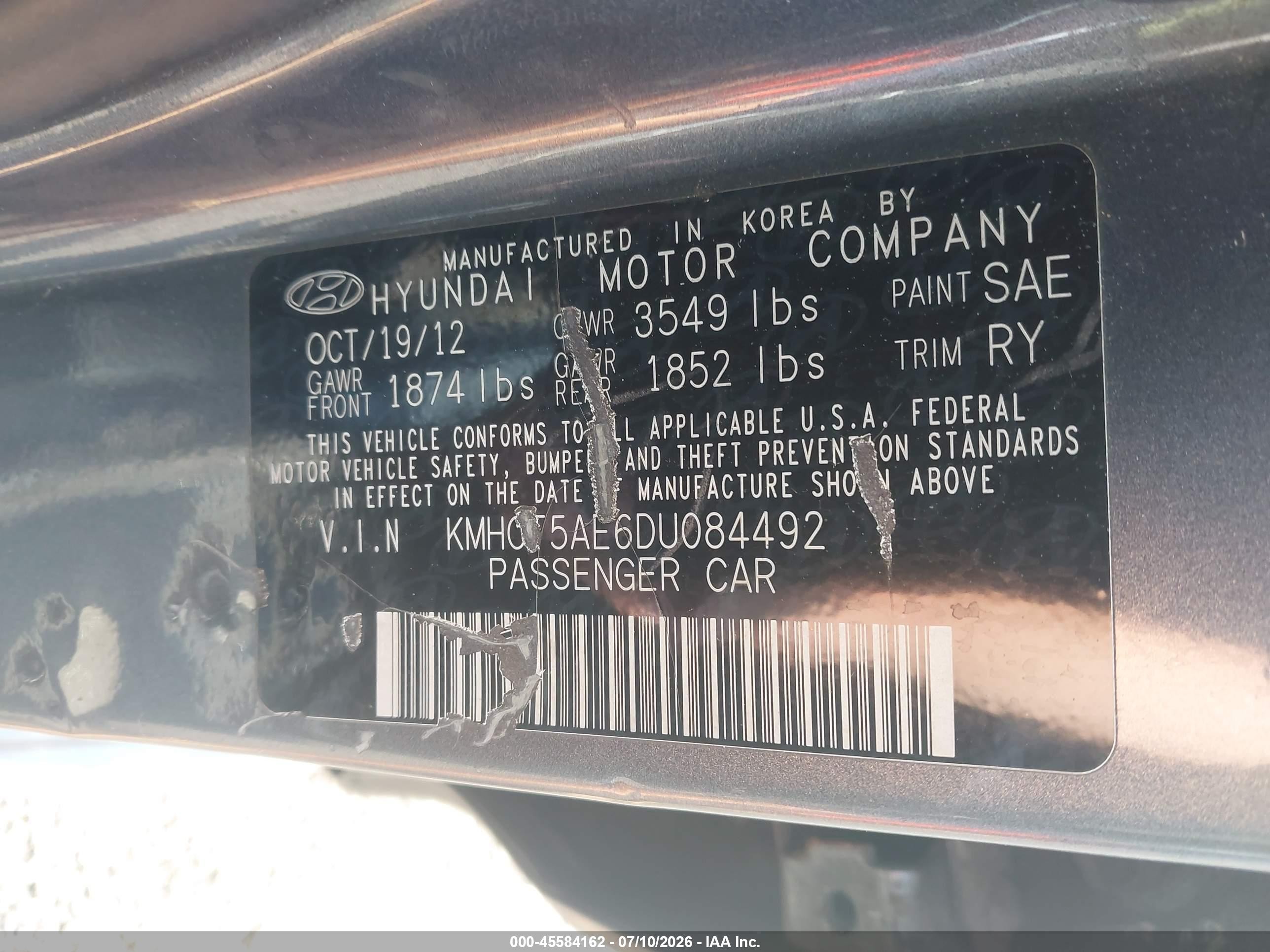 2013 Hyundai Accent Gs Gray vin: KMHCT5AE6DU084492