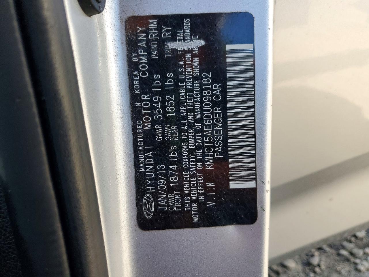 2013 Hyundai Accent Gs Gray vin: KMHCT5AE6DU098182