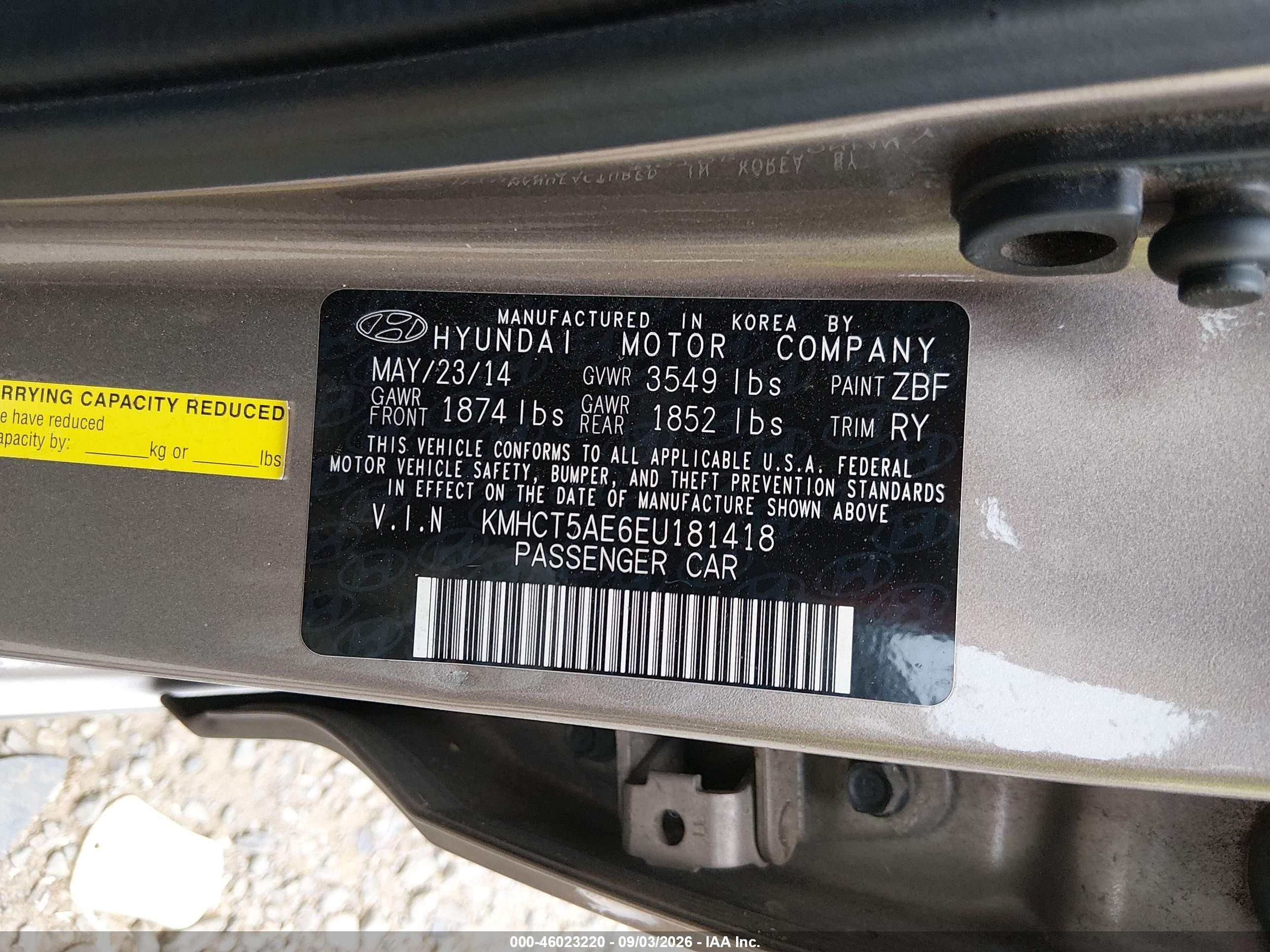 2014 Hyundai Accent Gs Gold vin: KMHCT5AE6EU181418