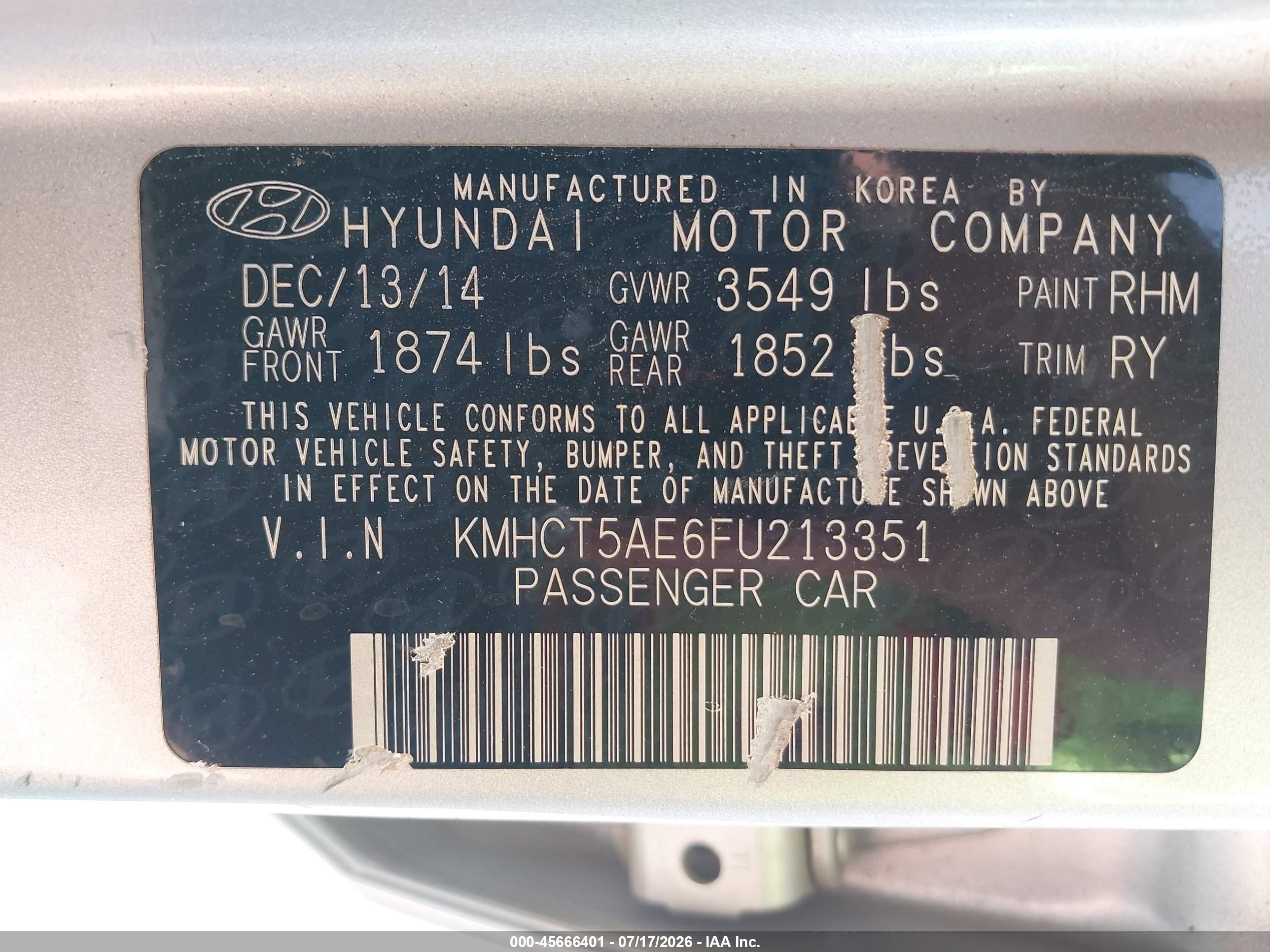 2015 Hyundai Accent Gs Silver vin: KMHCT5AE6FU213351