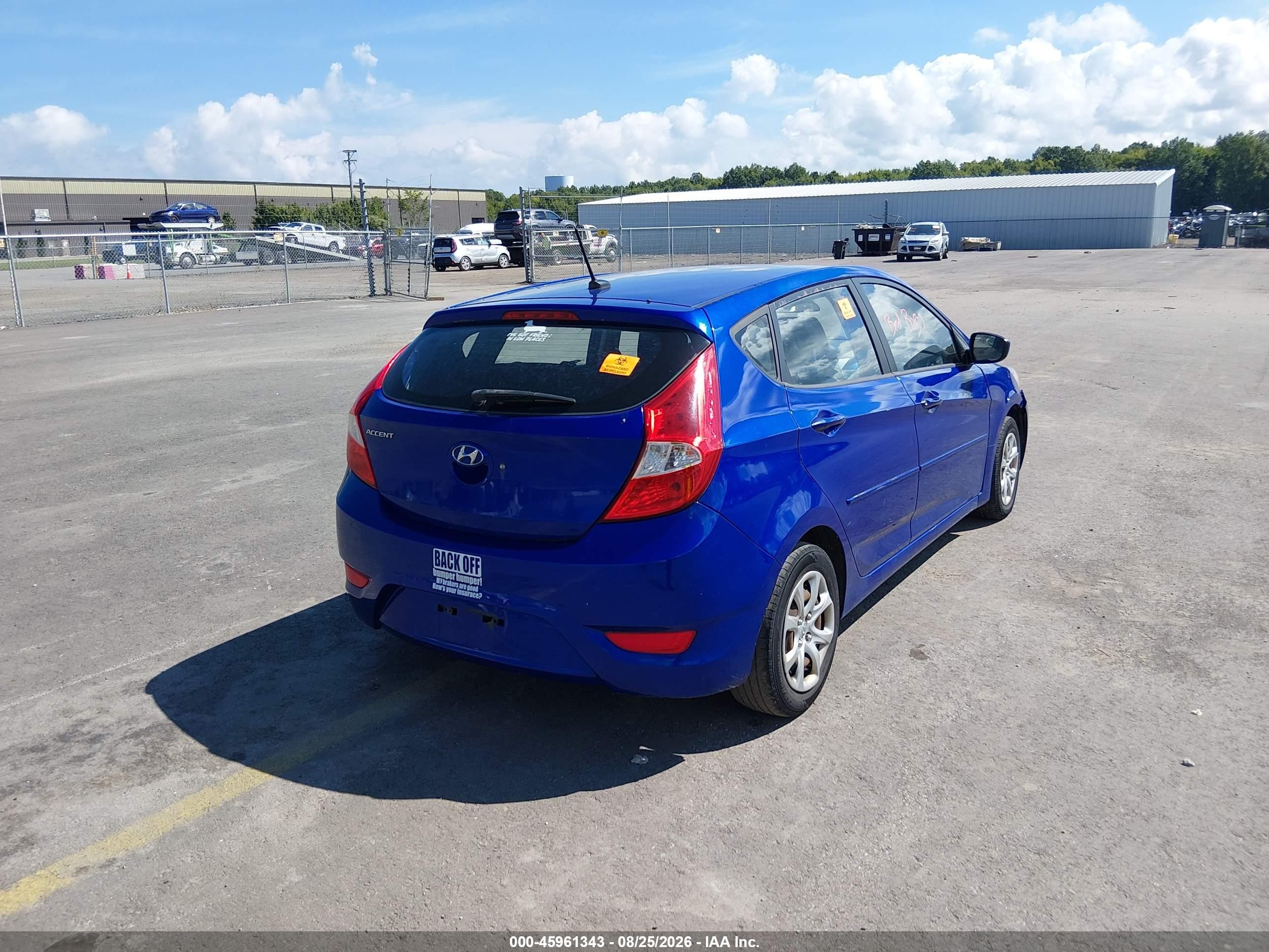 2012 Hyundai Accent Gs Blue vin: KMHCT5AE7CU015891