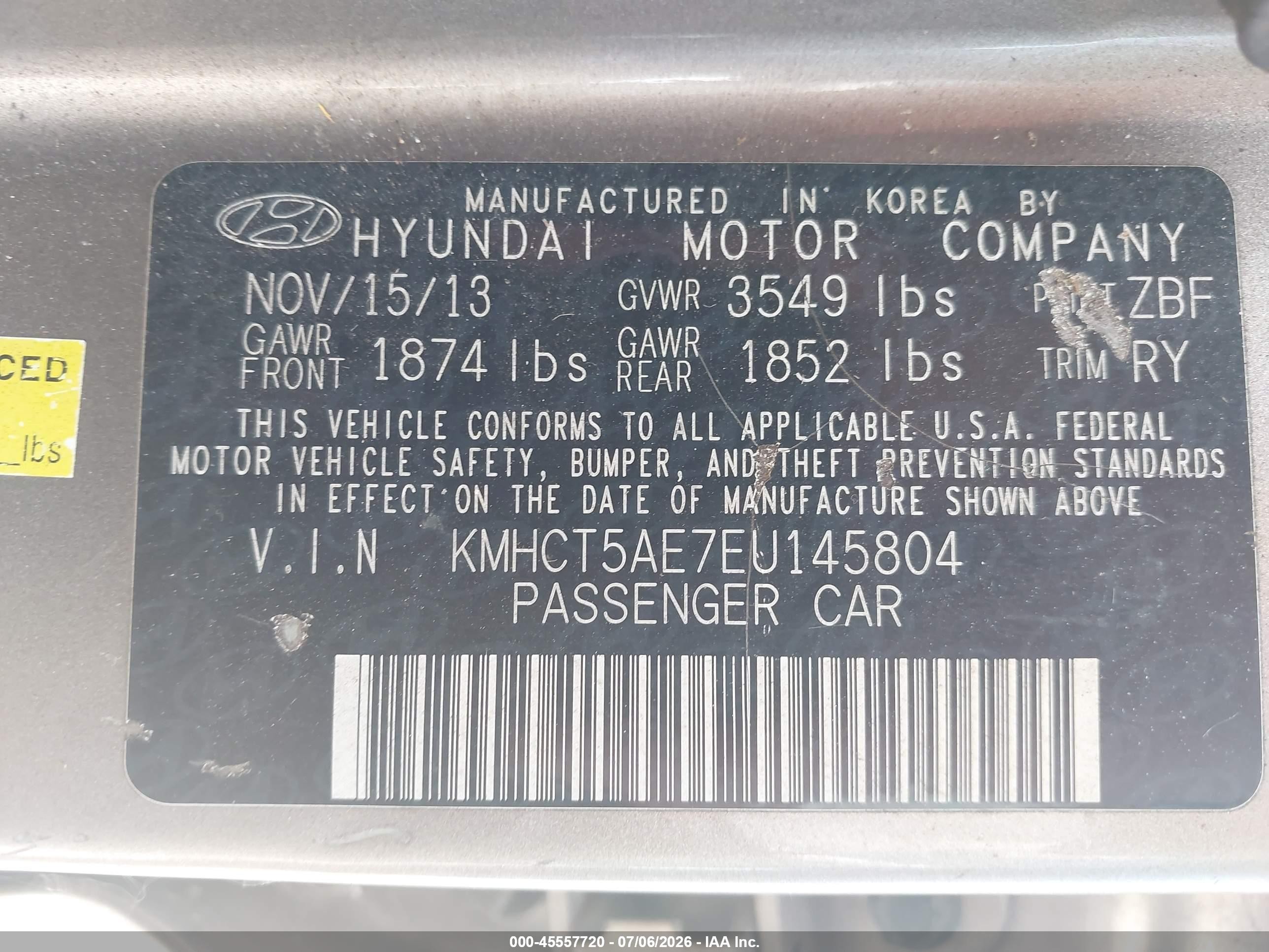 2014 Hyundai Accent Gs Gray vin: KMHCT5AE7EU145804