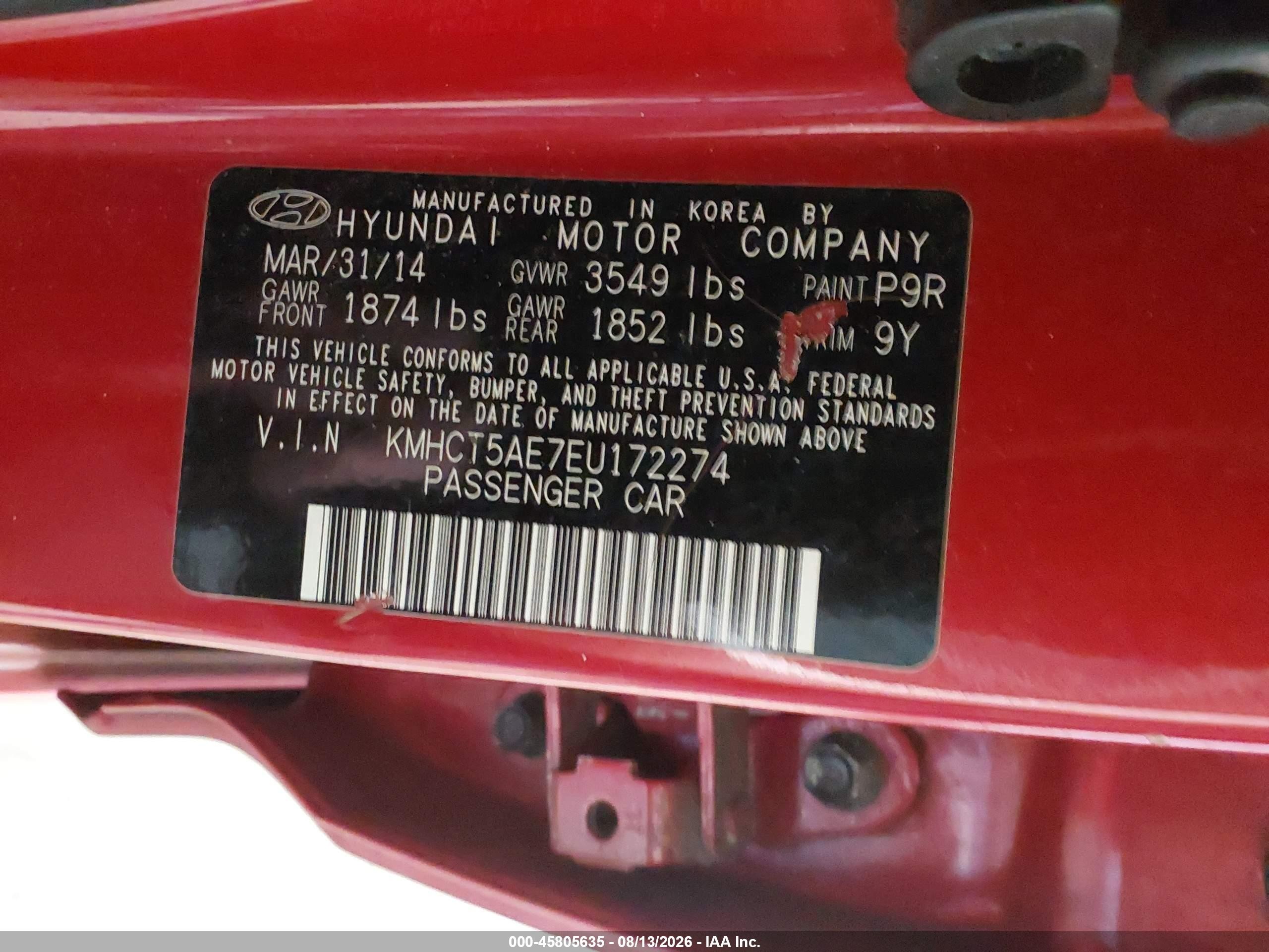 2014 Hyundai Accent Gs Красный vin: KMHCT5AE7EU172274
