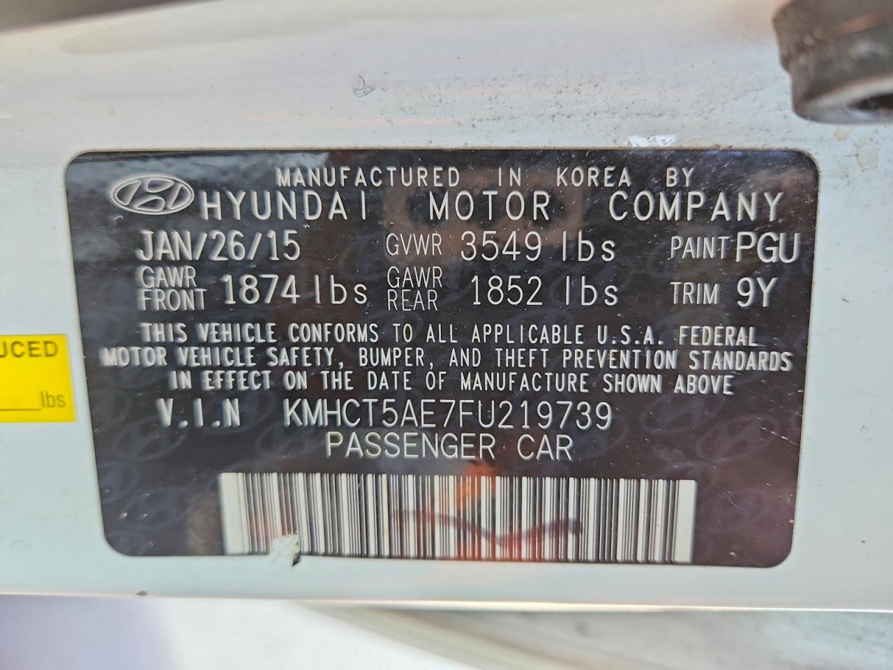2015 Hyundai Accent Gs White vin: KMHCT5AE7FU219739