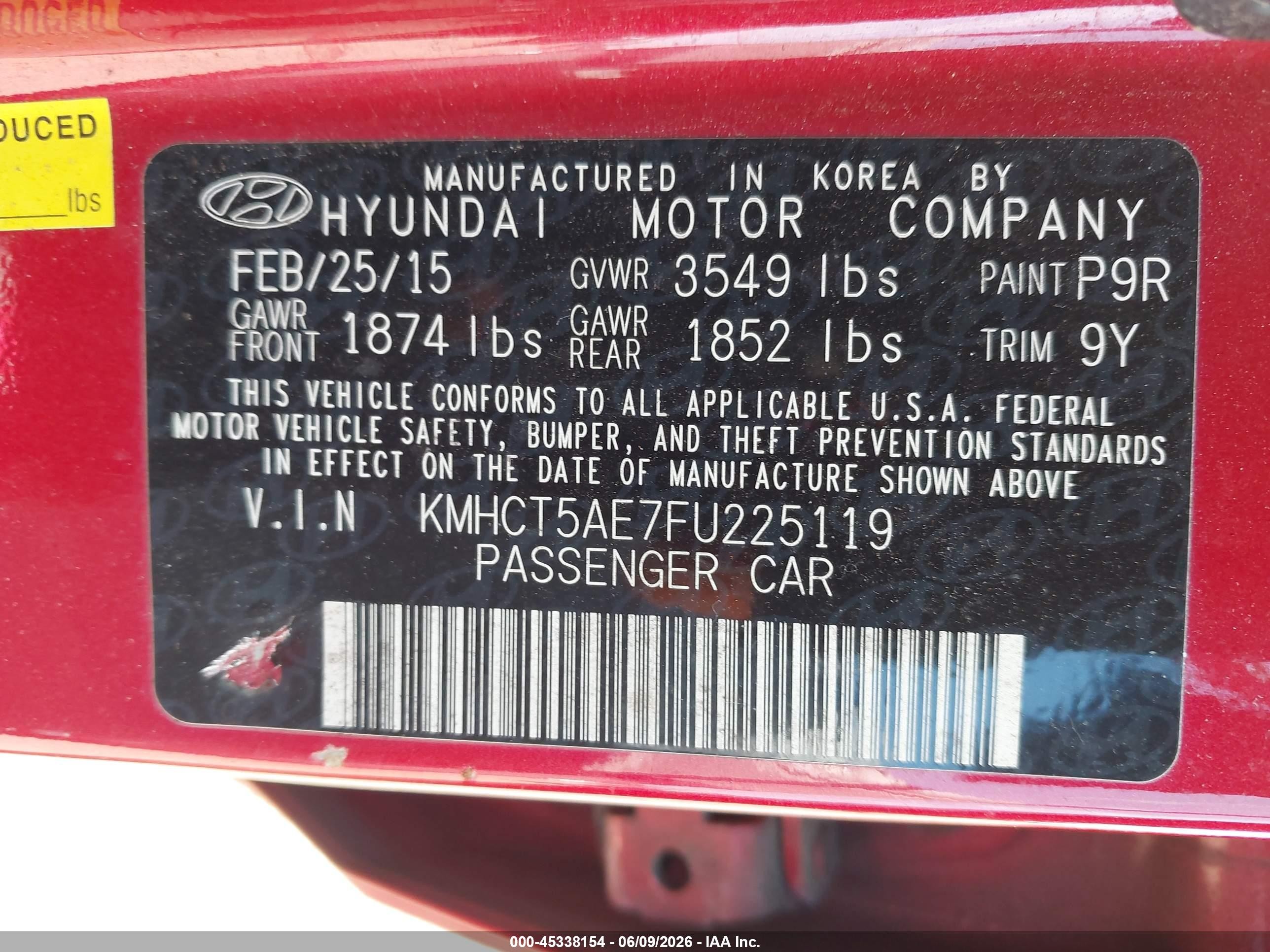2015 Hyundai Accent Gs Red vin: KMHCT5AE7FU225119